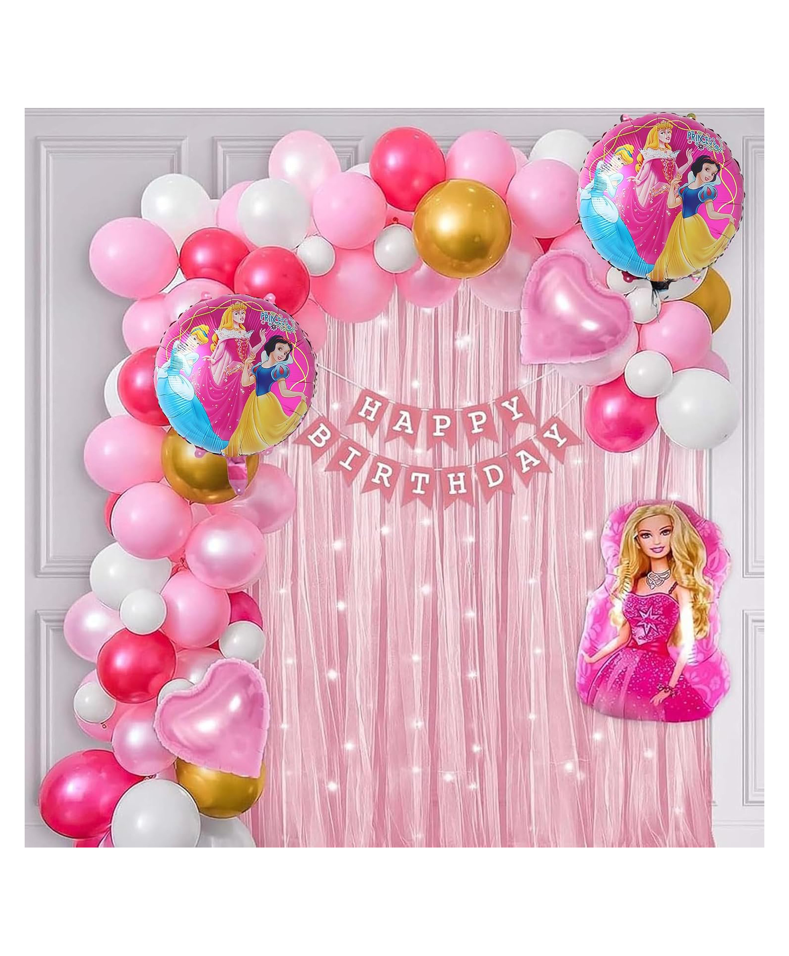 Special You Barbie Theme Birthday Decoration Items Kits with Barbie Theme Foil Balloons Decorative Kit Pink  - Pack of 68 Items-image-20