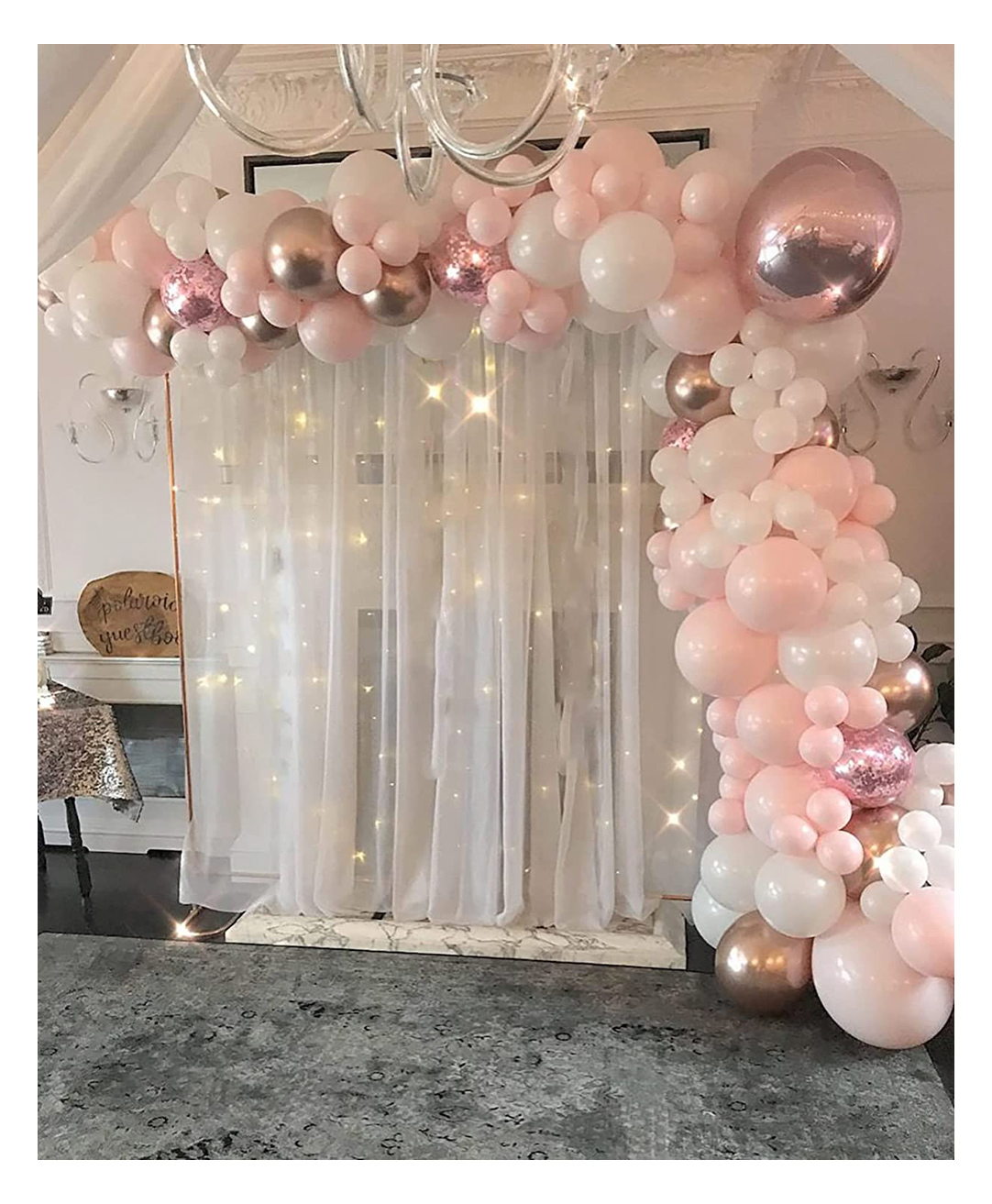 Special You Pink Theme Birthday Decoration Items Diy Kit with White Net Curtain & Led Light - Pack of 64-picture-8
