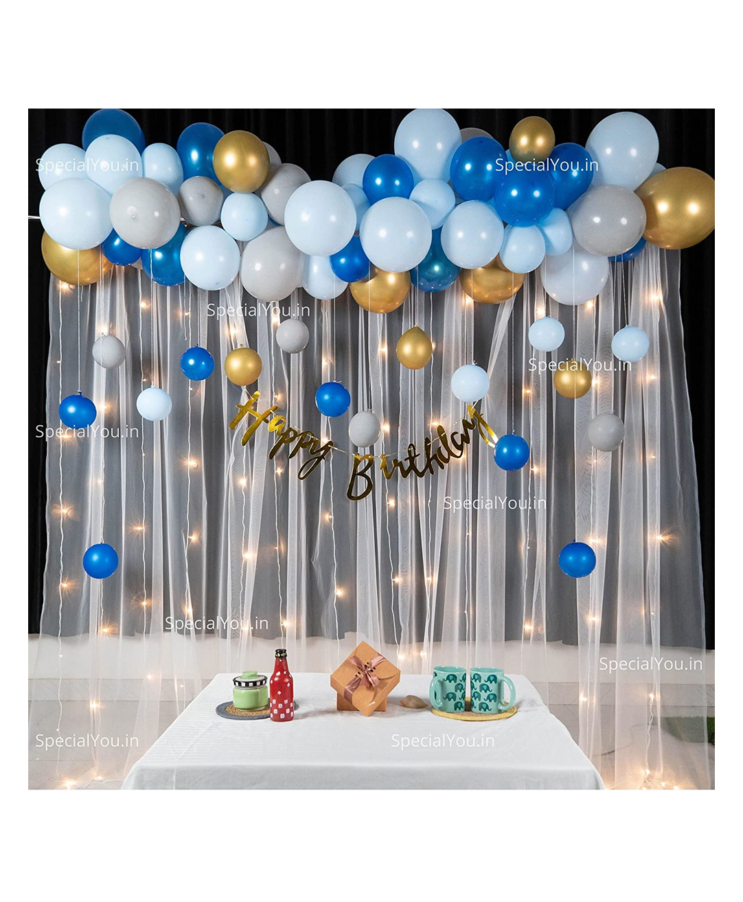 Special You Birthday Decoration DIY Combo Kit Blue & Gray Theme with  Blue- Pack of 76 Items-image-4