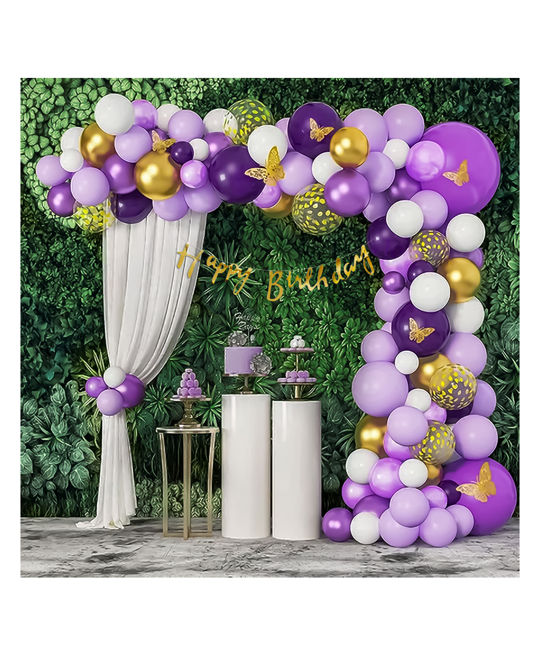Special You butterfly theme happy birthday DIY Kit with Purple, White & Gold kit -Pack of 83 items.-picture-5