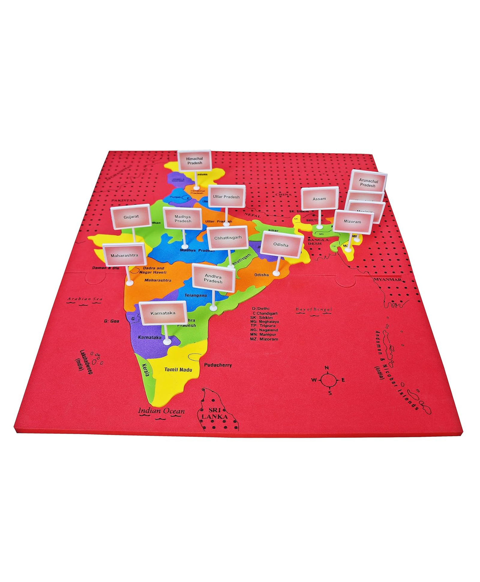 Muren Indian Map with State Capitals Educational Toy and Learning Aid for Boys and Girls India Map Puzzle Jigsaw Puzzle 25 Puzzle pcs 35 Flags- Multicolor-image-48