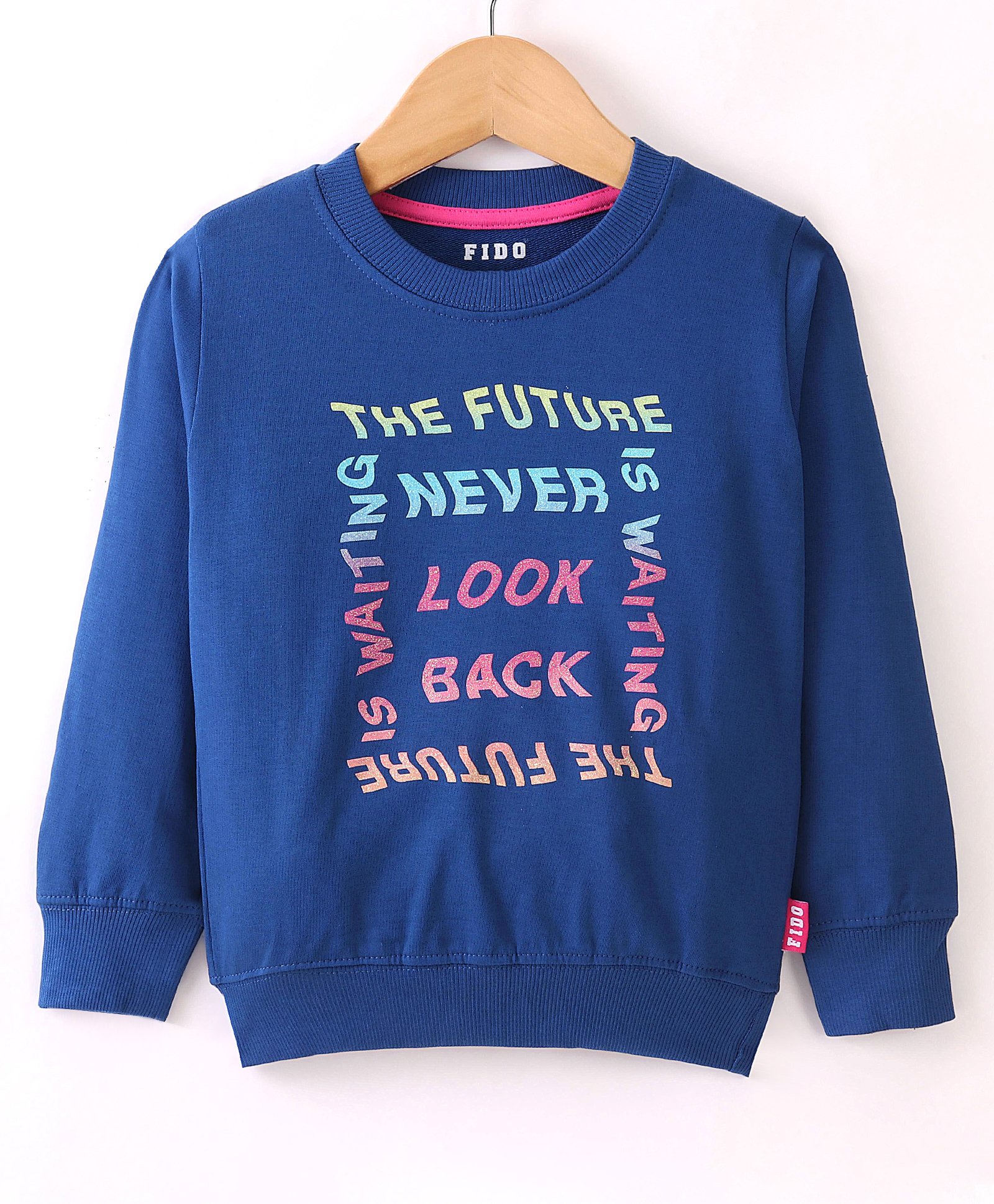 Fido Looper Knit Full Sleeves Sweatshirt With Text Print - Blue-picture-16