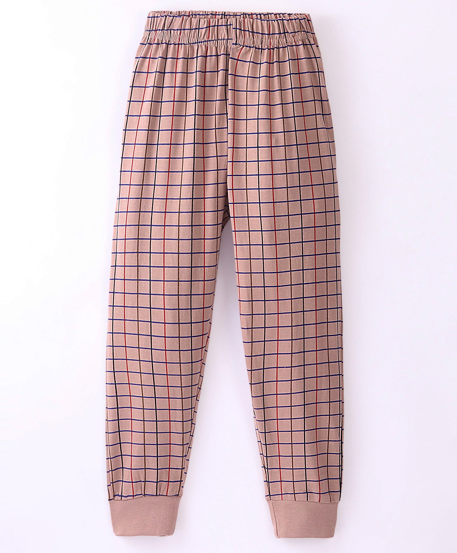 Fido Single Jersey Full Length Lounge Pant Checkered - Peach-picture-31