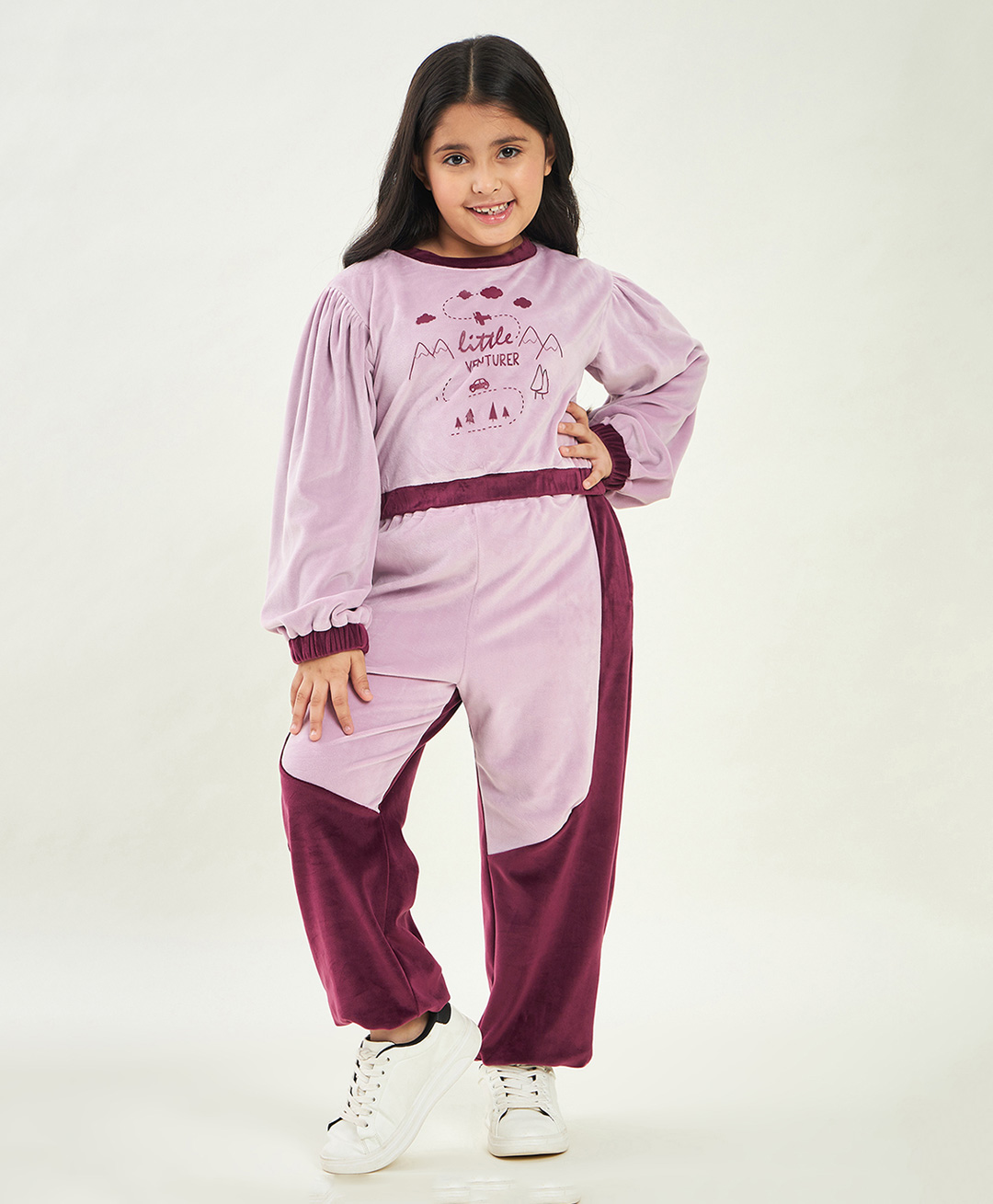 stylobug Stylo Bug Full Sleeves Expore Theme Printed Colour Blocked Sweatshirt Set - Purple-picture-11