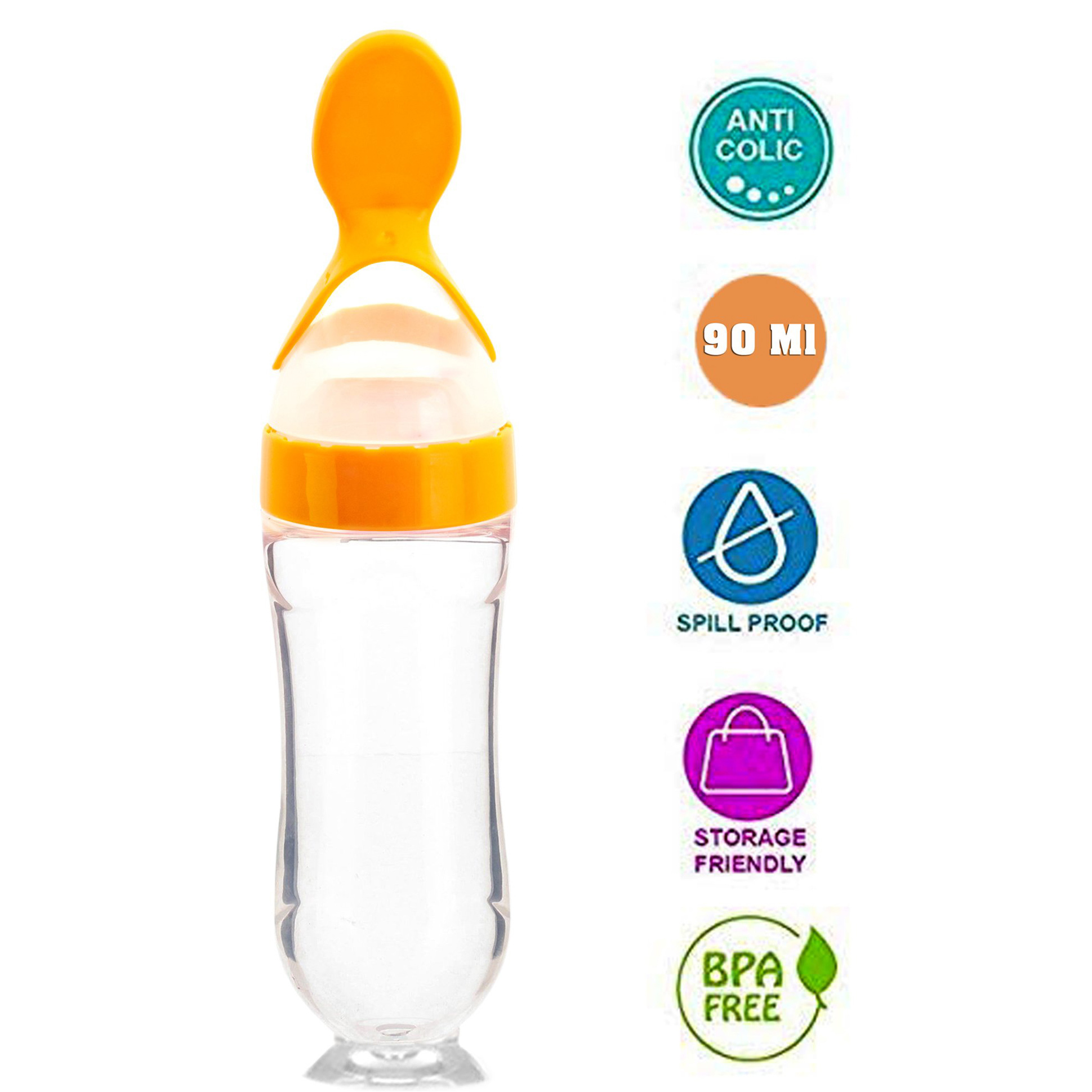 NeonateCare  Infant Baby Squeezy Silicone Food Feeder Yellow - 90 ml - Multicolor ( color and design may vary)-picture-30