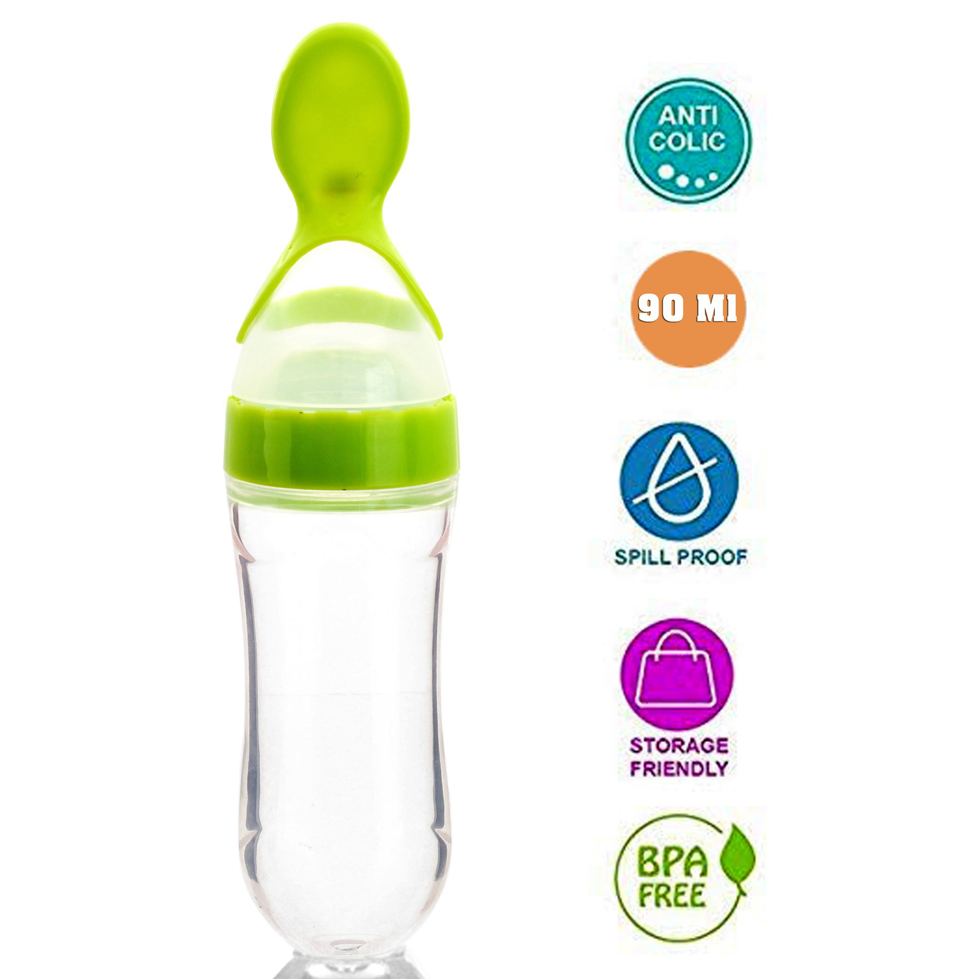 NeonateCare  Infant Baby Squeezy Silicone Food Feeder Green - 90 ml - Multicolor ( color and design may vary)-picture-27