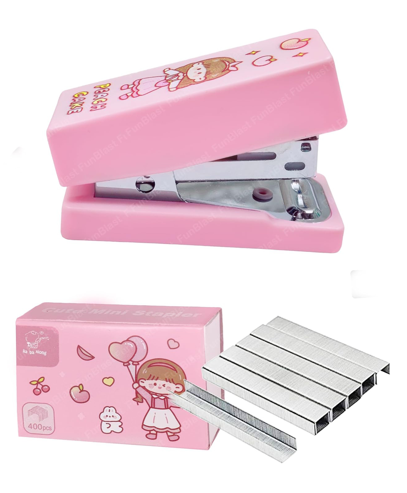 FunBlast Cartoon theme Stapler Machine with 400 Staples Blister - Pink-picture-37