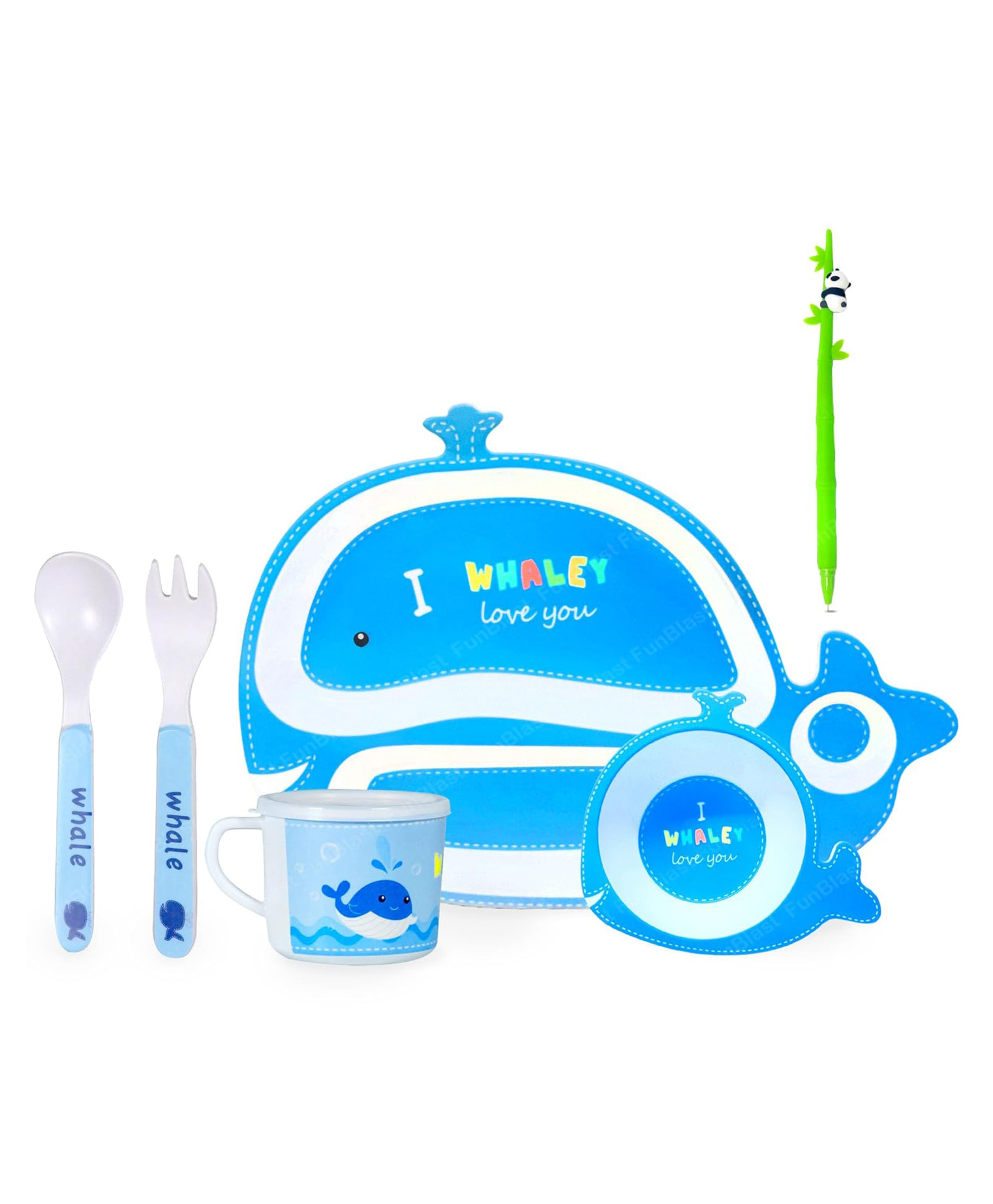 FunBlast Cartoon Theme Bamboo Fiber Kids Tableware Dinner Set  6 Pcs Multicolor-image-46
