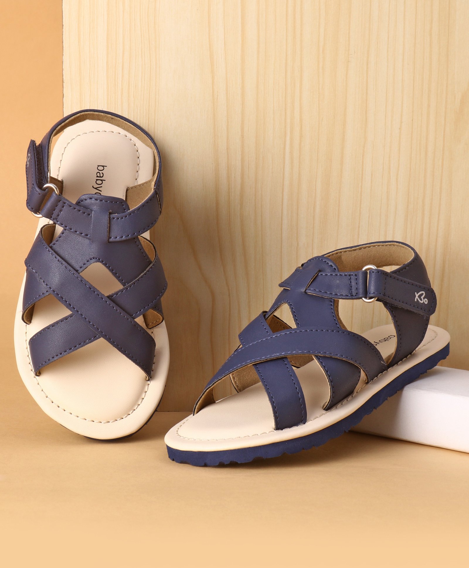 Babyoye Sandals with Velcro Closure - Dark Blue-picture-23