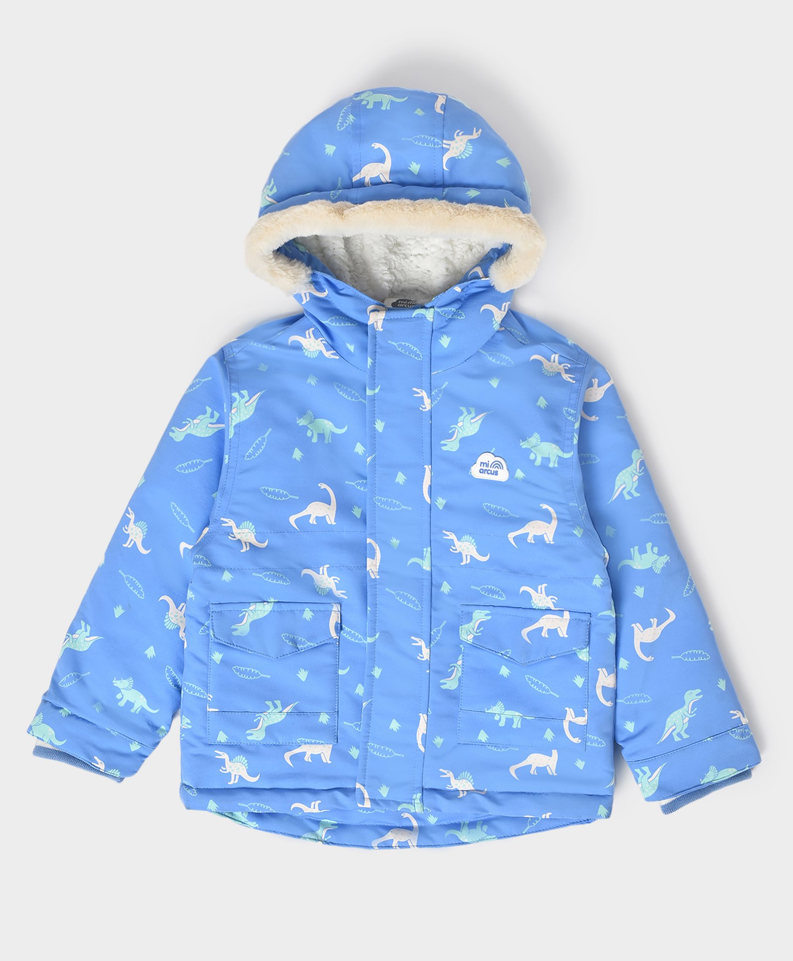 Mi Arcus Full Sleeves Dinosaur Printed  Woven Plain Jacket - Blue-picture-34
