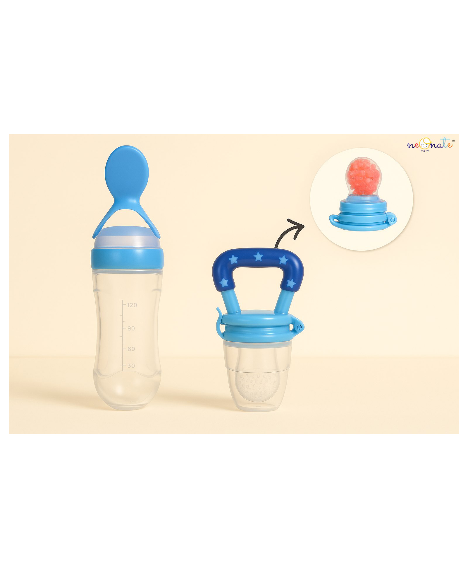 NeonateCare Fruit And Food Nibbler & Spoon Feeder pack of 2 (1 spoon feeder -  1 fruit feeder) - Multicolor ( color and design may vary)-picture-26