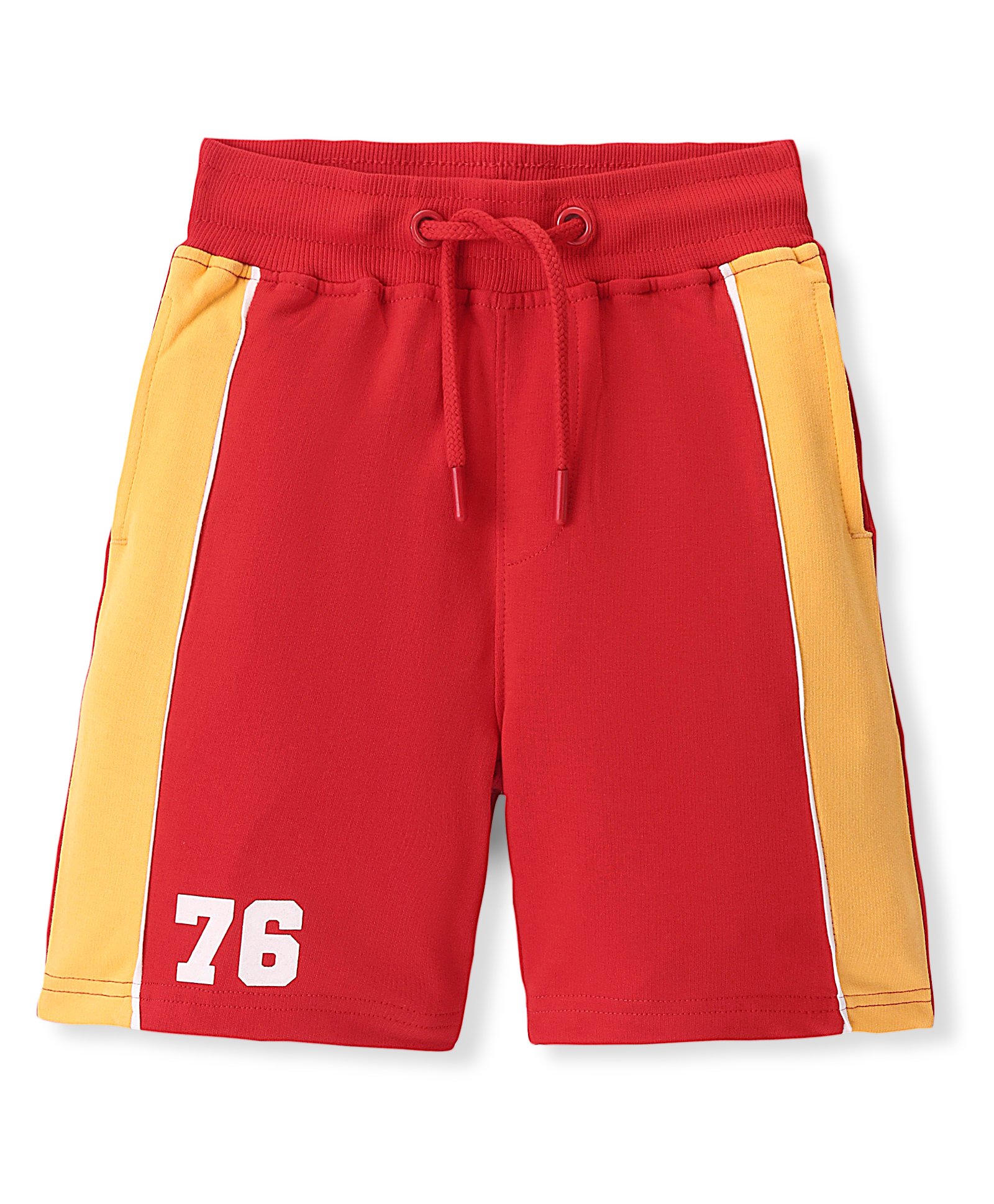 Pine Kids Cotton Terry Knit Above Knee Length Numeric Printed Shorts - Red-picture-19
