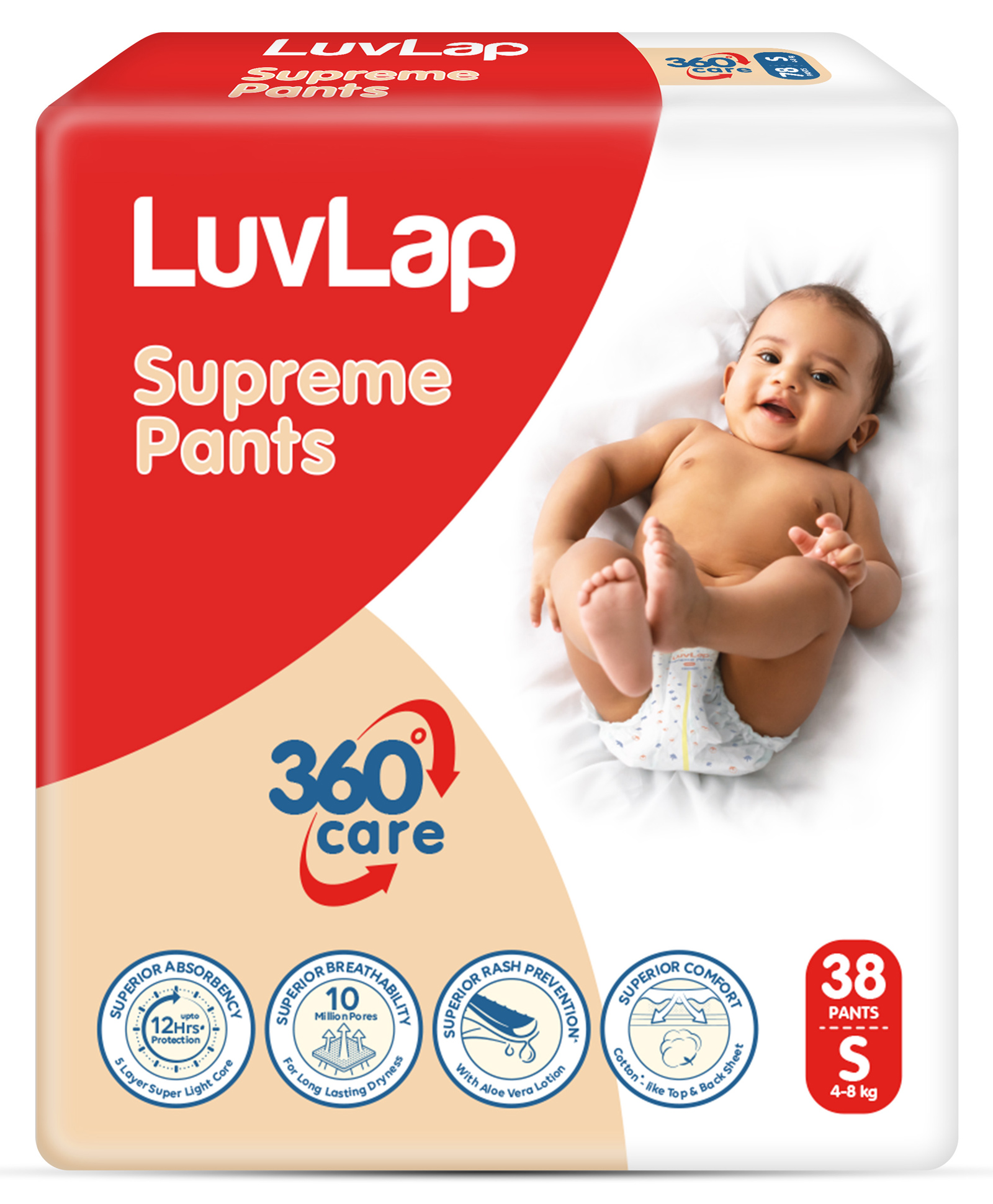 luvlap Luv Lap Diaper Supreme Pants with Aloe Vera Lotion Small - 38 Pieces-picture-4