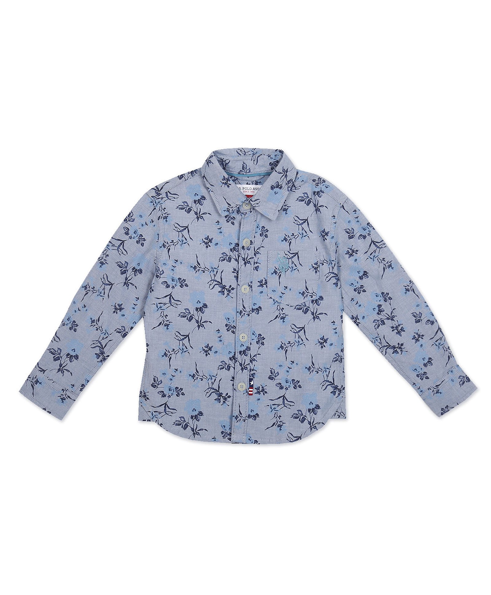 US Polo Assn Cotton Full Sleeves Floral Print Shirts  - Blue-image-32