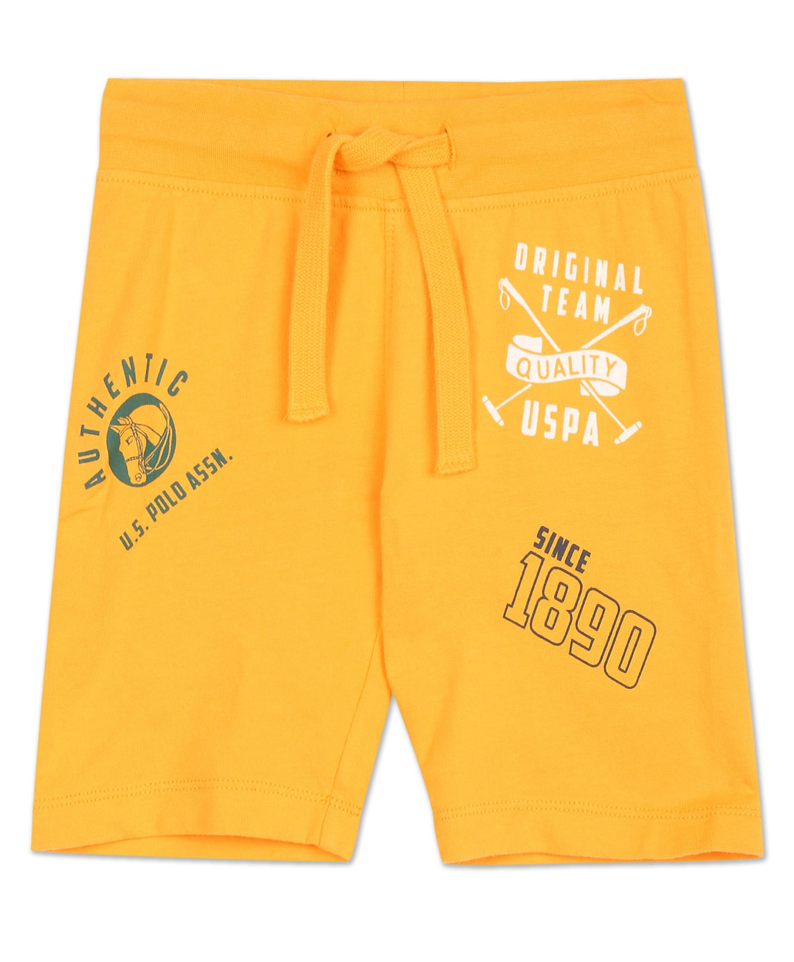 US Polo Assn Cotton Knit Shorts Text Print - Yellow-image-25