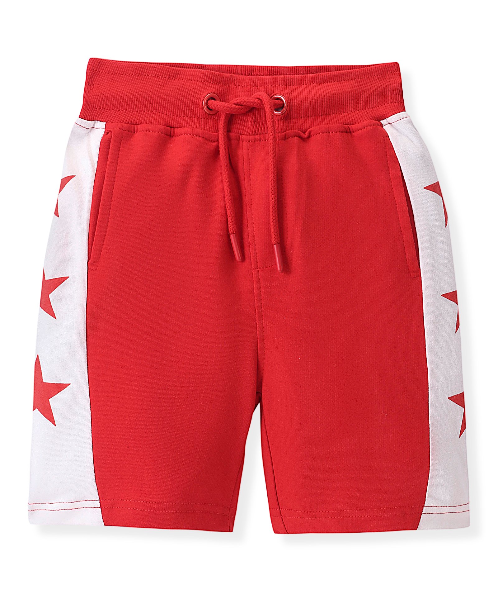 Pine Kids Cotton Terry Knit Above Knee Length Stars Printed Shorts - Red-picture-18