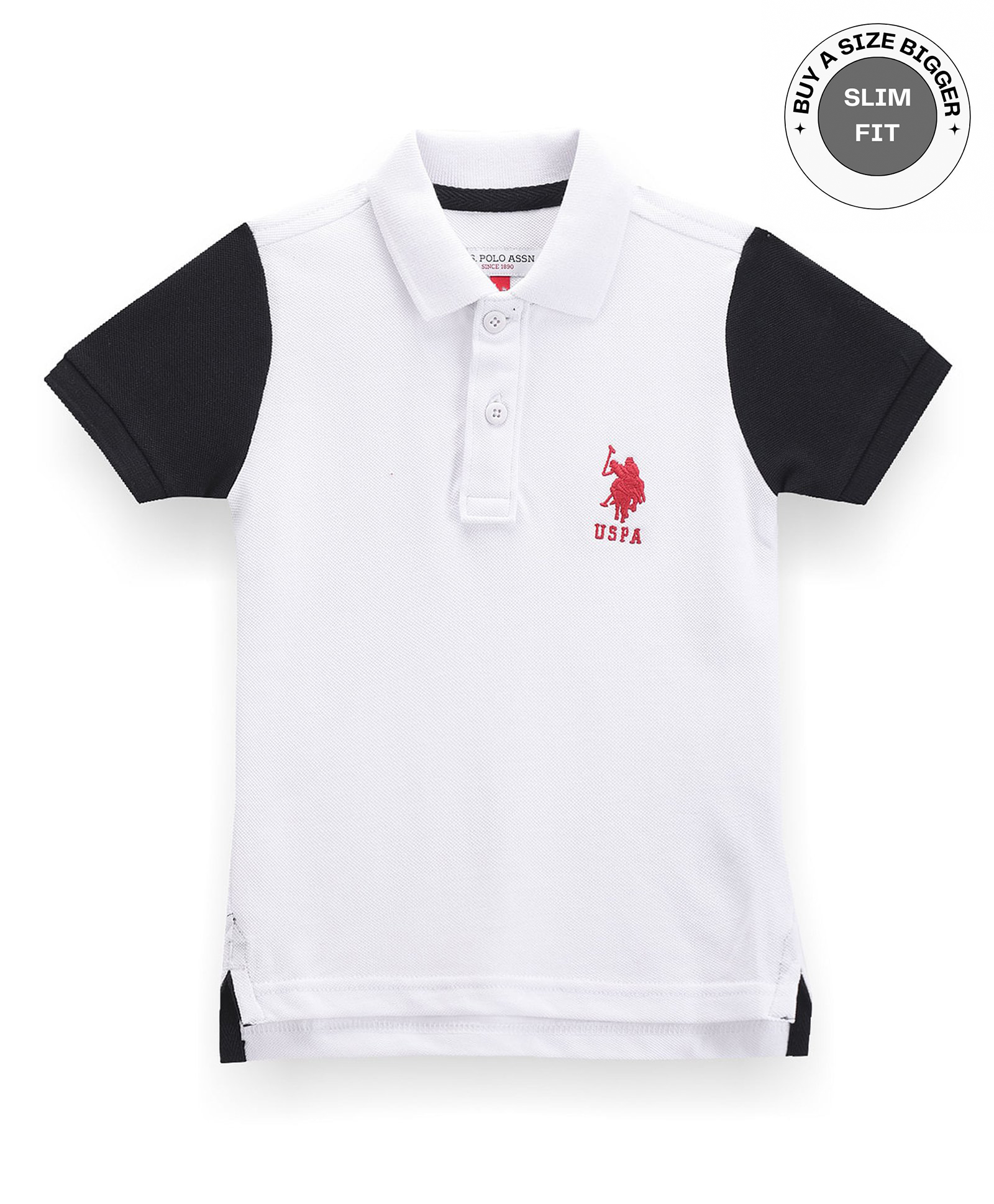 US Polo Assn Knitted Half Sleeves Polo T-Shirt With Logo Embroidery - Black & White-picture-21