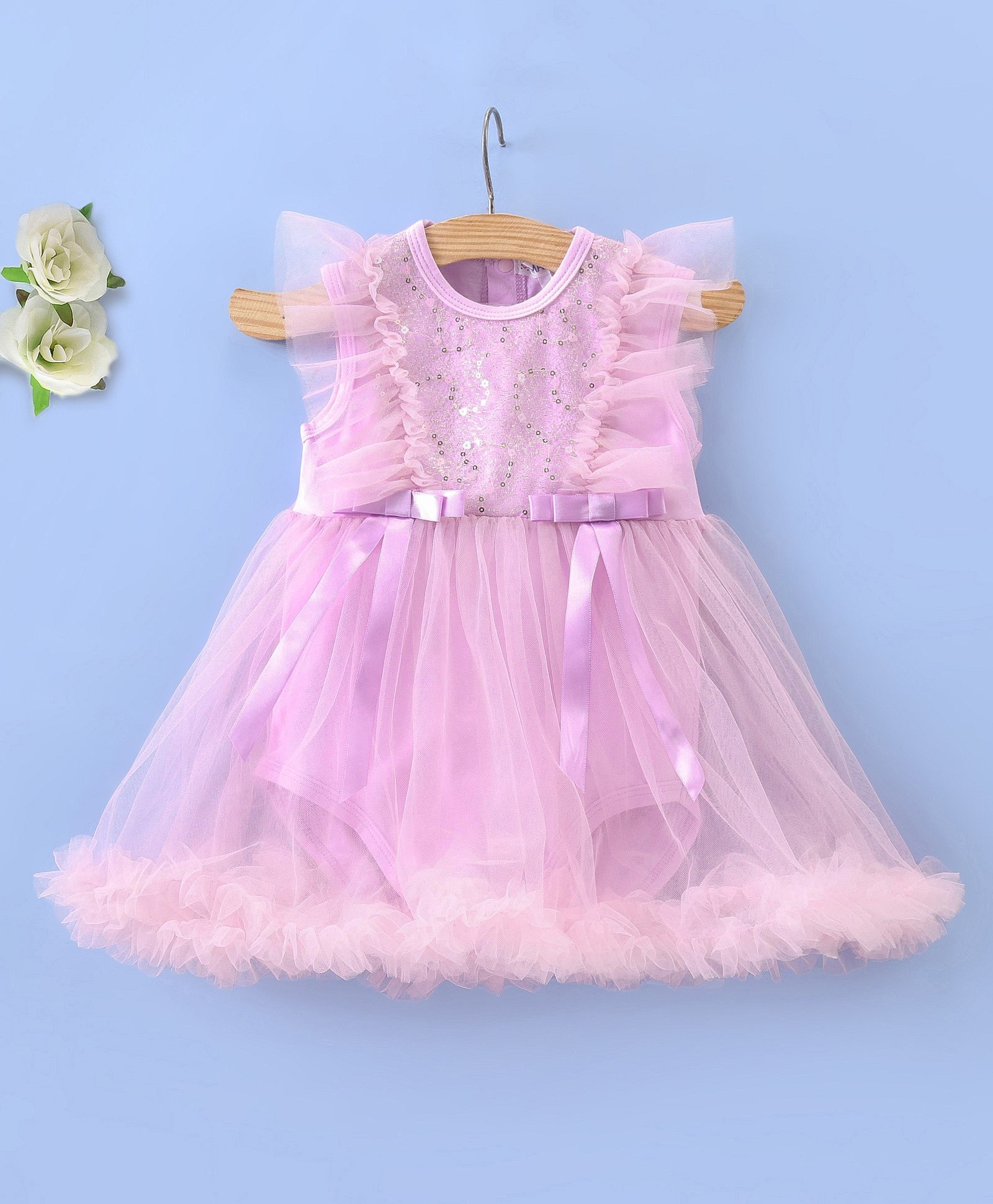 Mark & Mia Sleeveless Knee Length Party Onesie with Sequin Detailing - Purple-picture-17