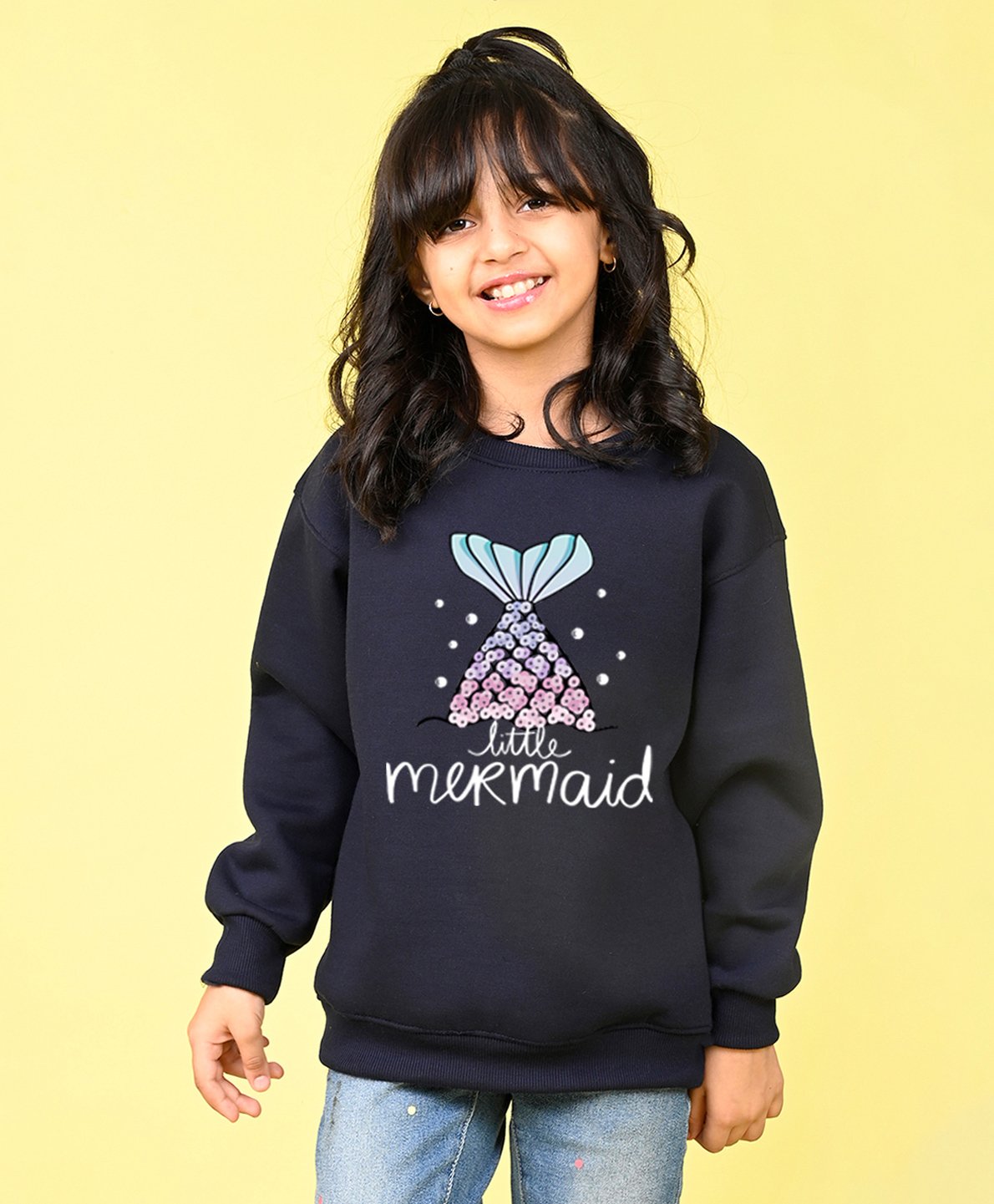 NUSYL Full Sleeves Placement Mermaid Tail  Printed Sweatshirt -  Blue-picture-23
