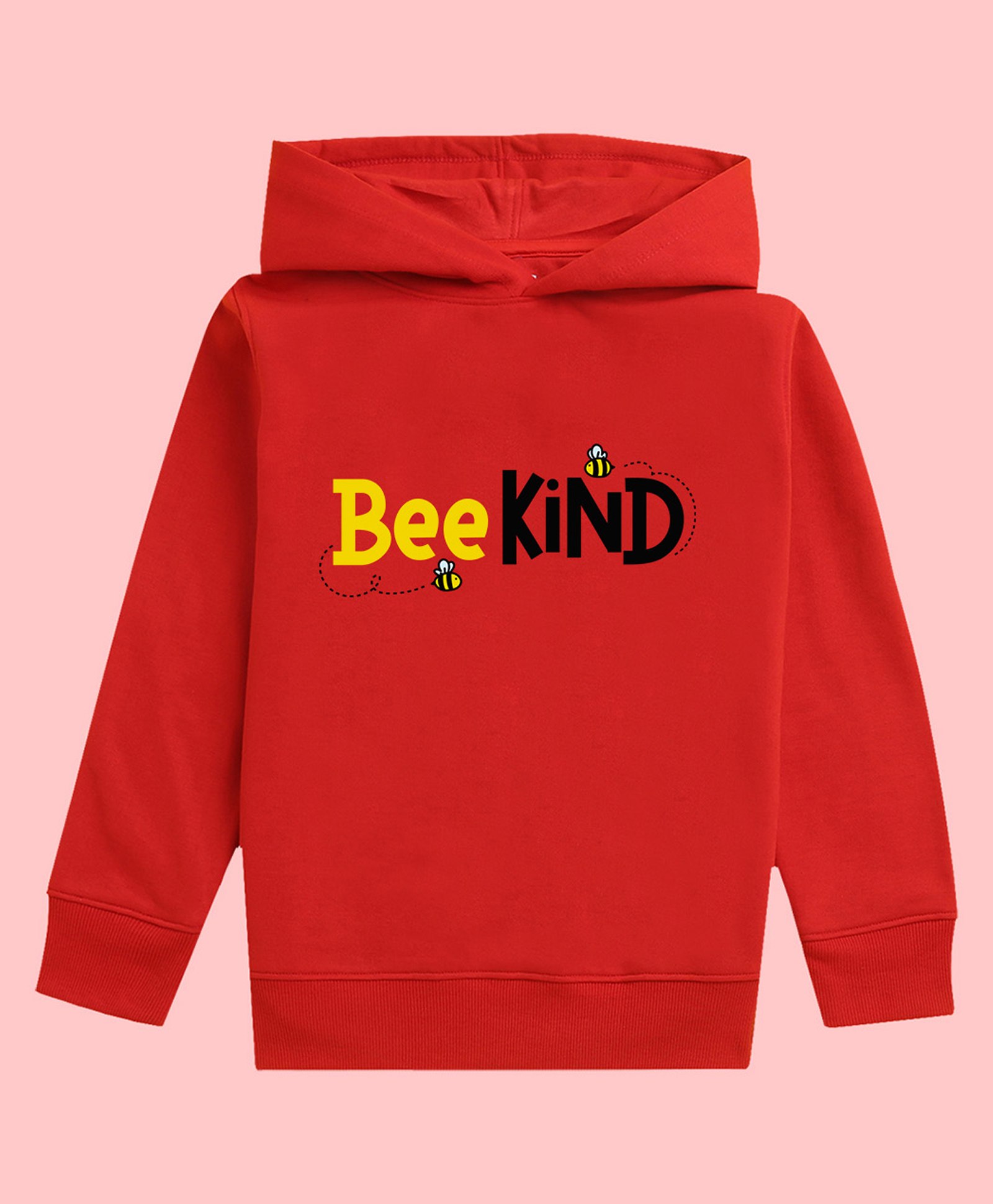 NUSYL Full Sleeves Honey Bee Printed Hooded Sweatshirt - Red-picture-13