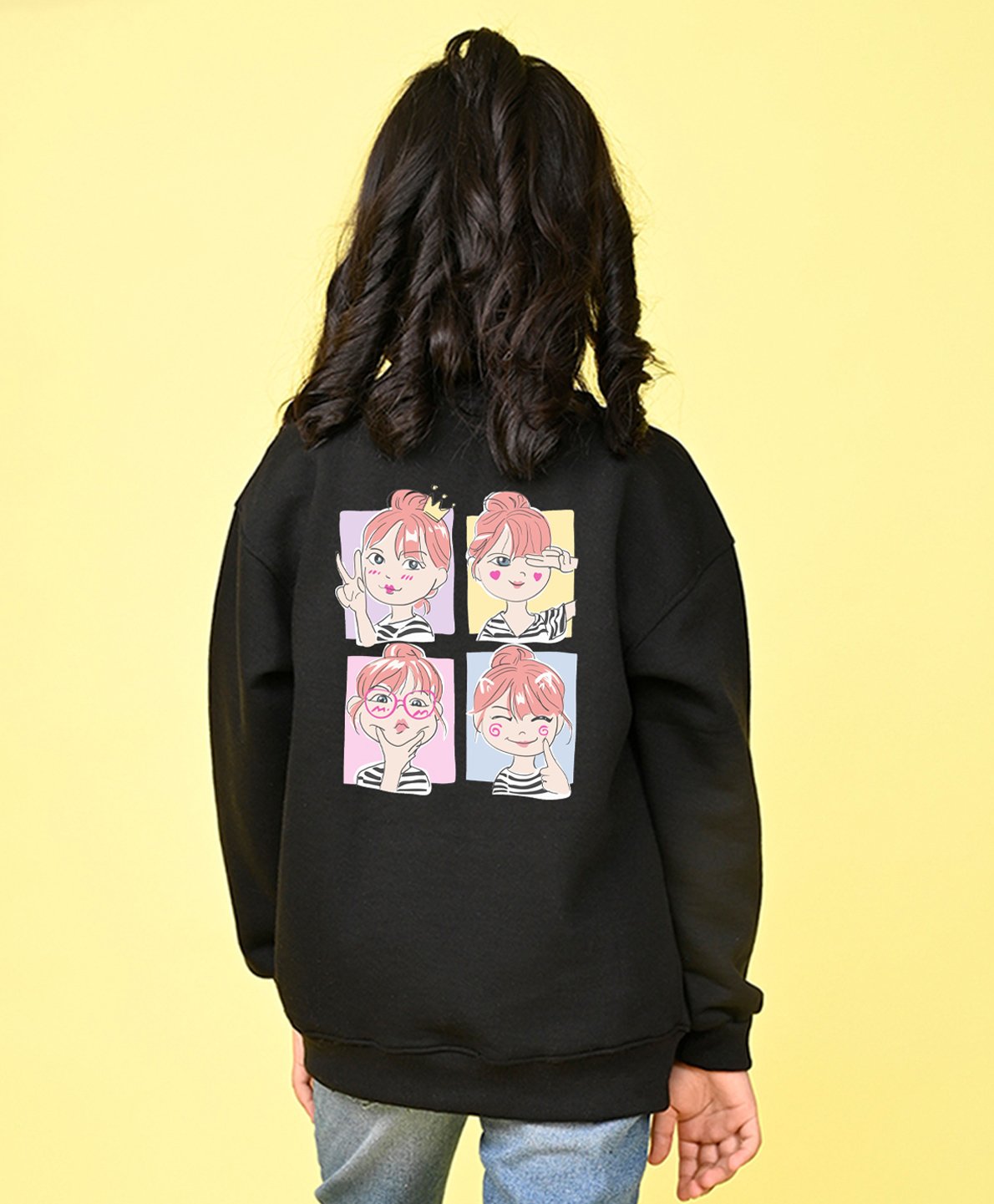 NUSYL Full Sleeves Selfie Girls Printed Sweatshirt - Black-picture-47