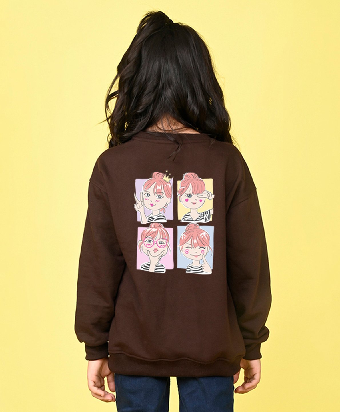 NUSYL Full Sleeves Selfie & Heart Printed Sweatshirt - Brown-picture-12