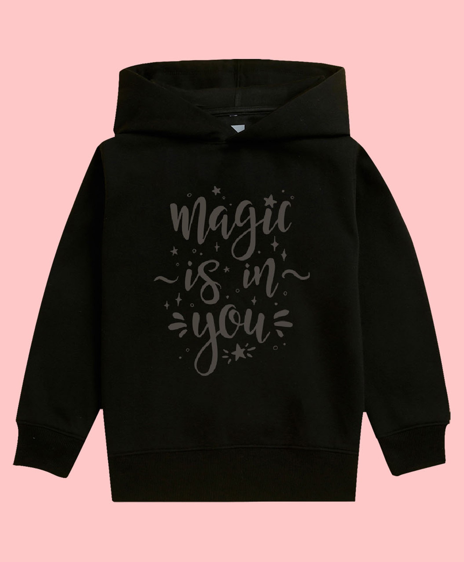 NUSYL Full Sleeves Magic Is You Printed Hooded Sweatshirt - Black-picture-16