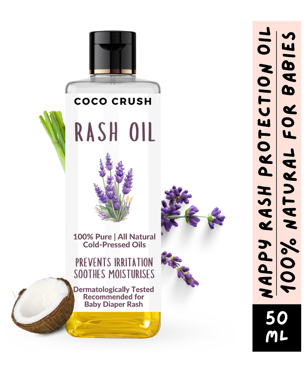 Coco Crush Rash Oil for Babies - Diaper & Nappy Rash Relief, Organic, Prevents Irritation - 50ml-picture-13
