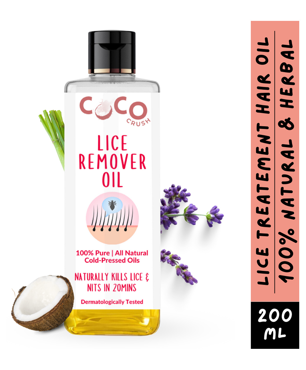 Coco Crush Lice Remover Hair Oil, 100% Natural Kills Lice & Nits in 20min - 200ml-picture-24