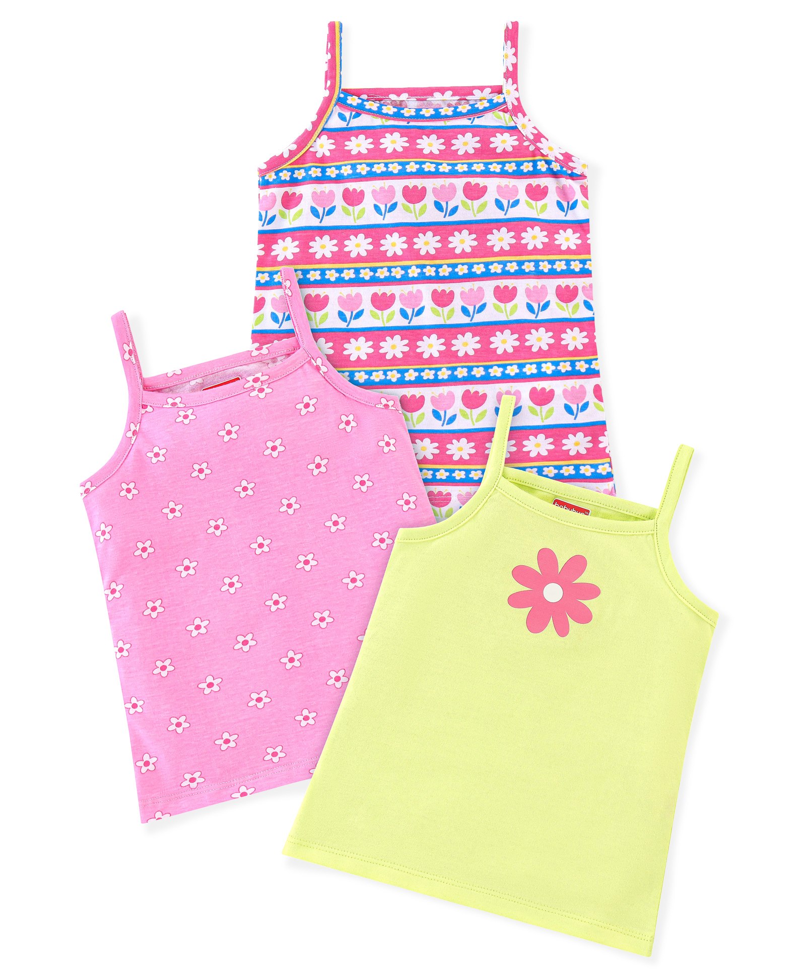 Babyhug 100% Cotton Single Jersey Knit Sleeveless Slips Stripes & Bear Print Pack Of 3 - Multicolor-picture-14
