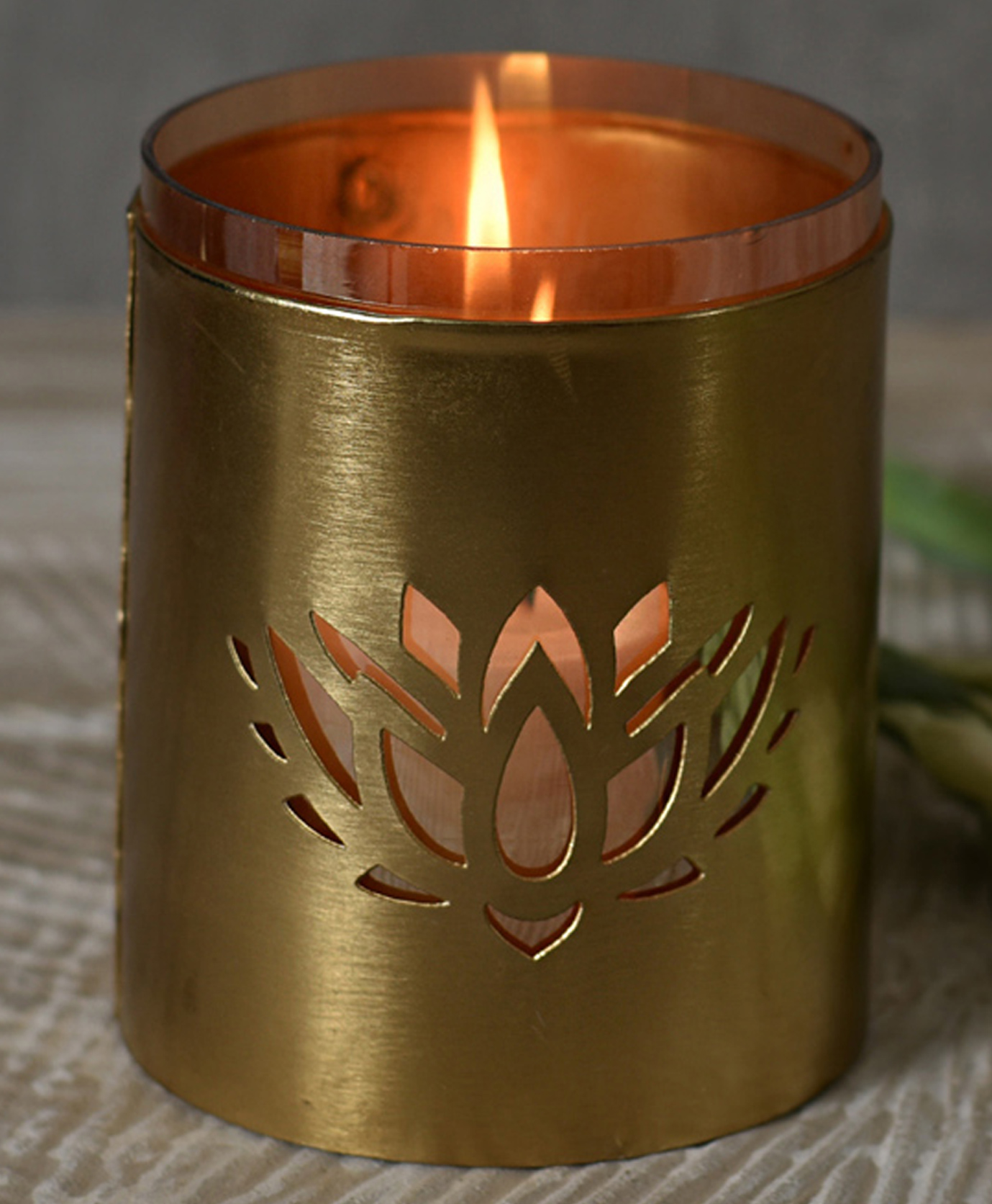 manor house Roshni Lotus Pillar Candle Holder - Yellow-picture-3
