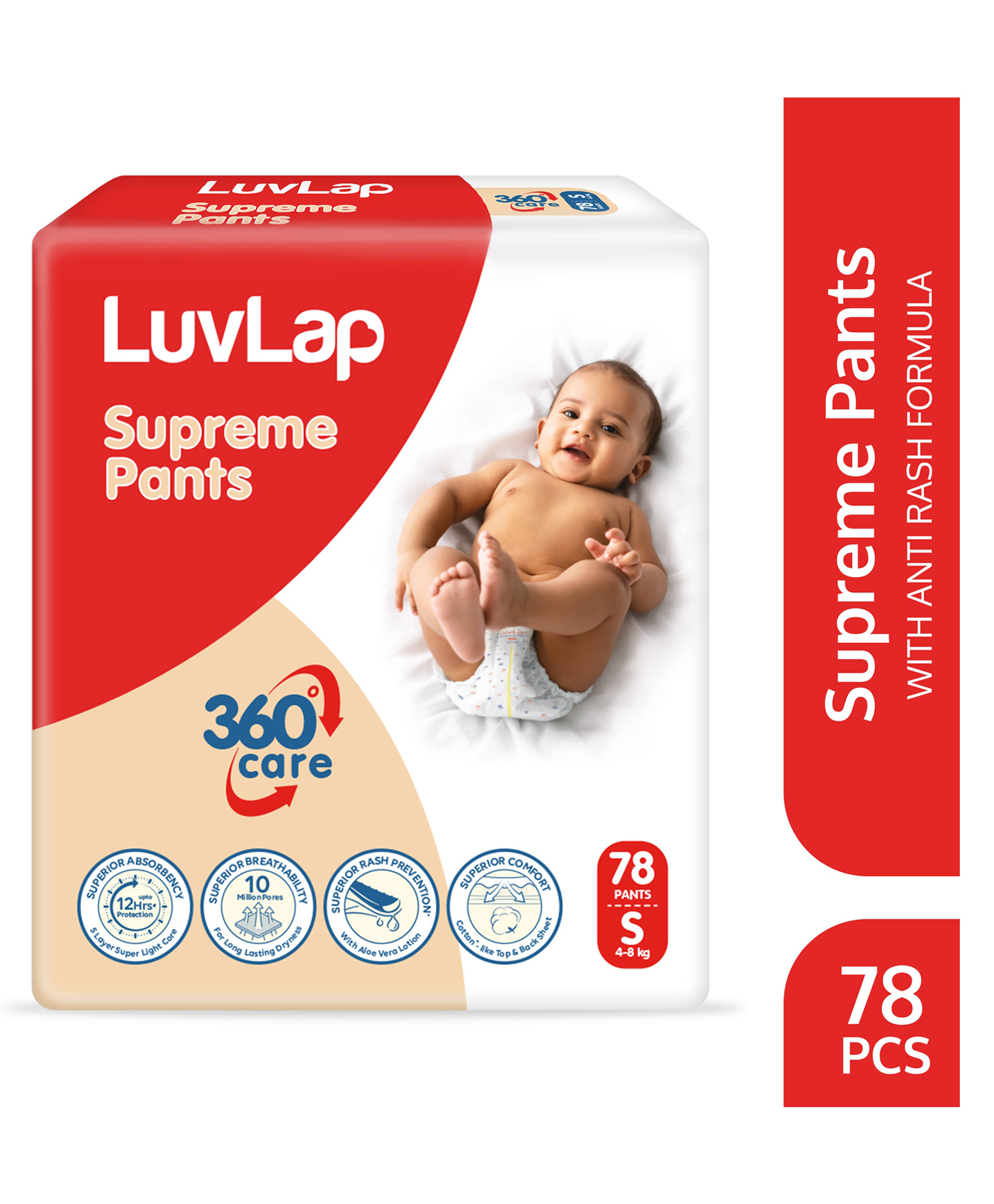 luvlap Luv Lap Diaper Supreme Pants with Aloe Vera Lotion Small - 78 Pieces-picture-34