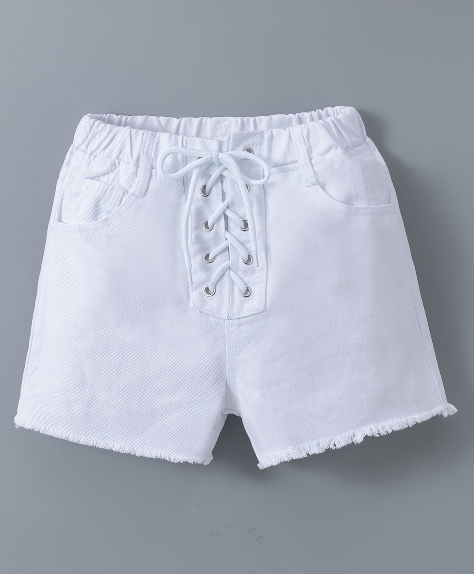 Kookie Kids Solid  Shorts  with Laces - White-image-8