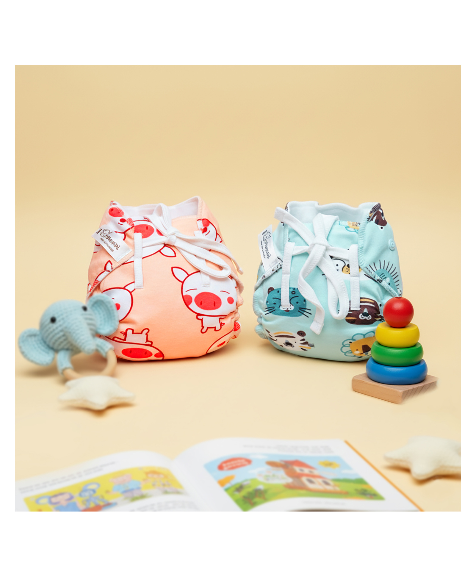 Snugkins 100% Cotton Nappy Small Size (0-5Kg) Pack of 2-picture-30