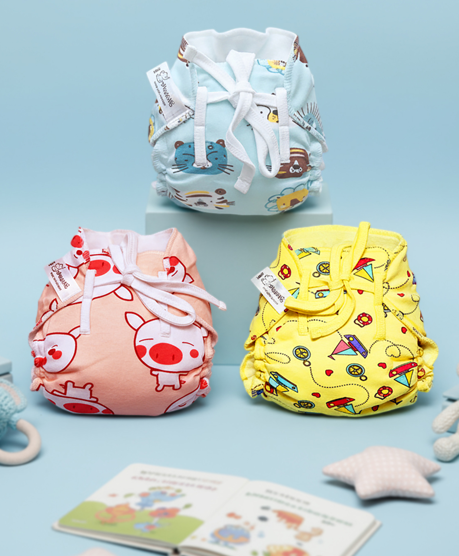 Snugkins 100% Cotton Nappy Small Size (0-5Kg) Pack of 3-picture-11