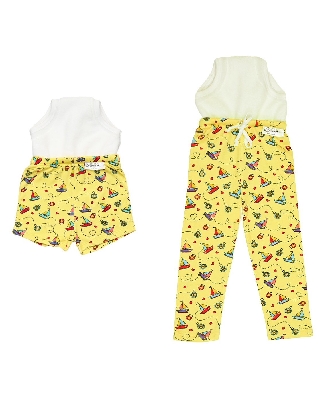 Potty Training Pajamas & Shorts for Toddlers, Boys and Girls. 100% Cotton. (Size 2, Fits 2  3 years) - Sailing Hearts-image-48