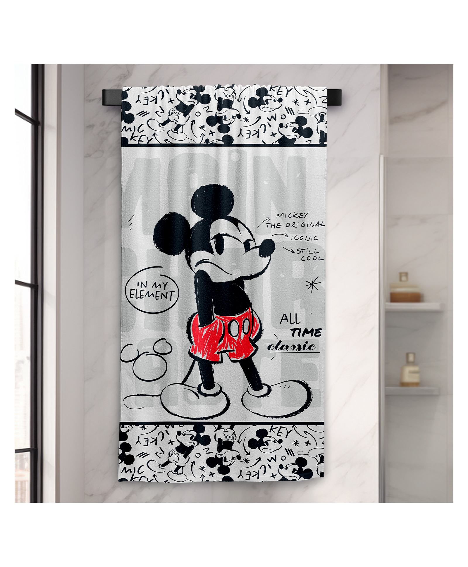 Sassoon Disney Mickey Mouse Cotton Bath Towels For Kids & Adults in 400 GSM-image-6