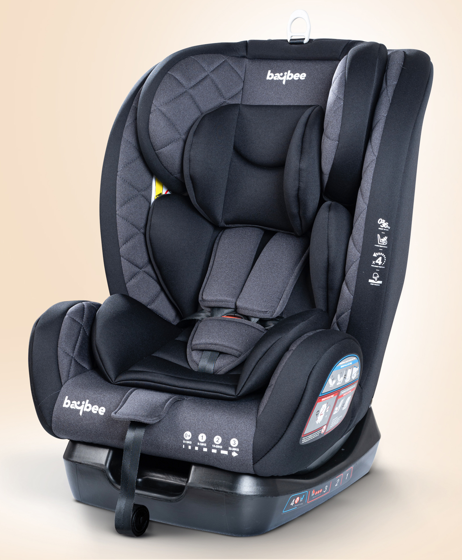 Baybee Convertible Car Seat with 3 Position Recline Headrest Height Adjustable ECE R44/04 Safety Certified Travel Baby Car Seat - Black-picture-11