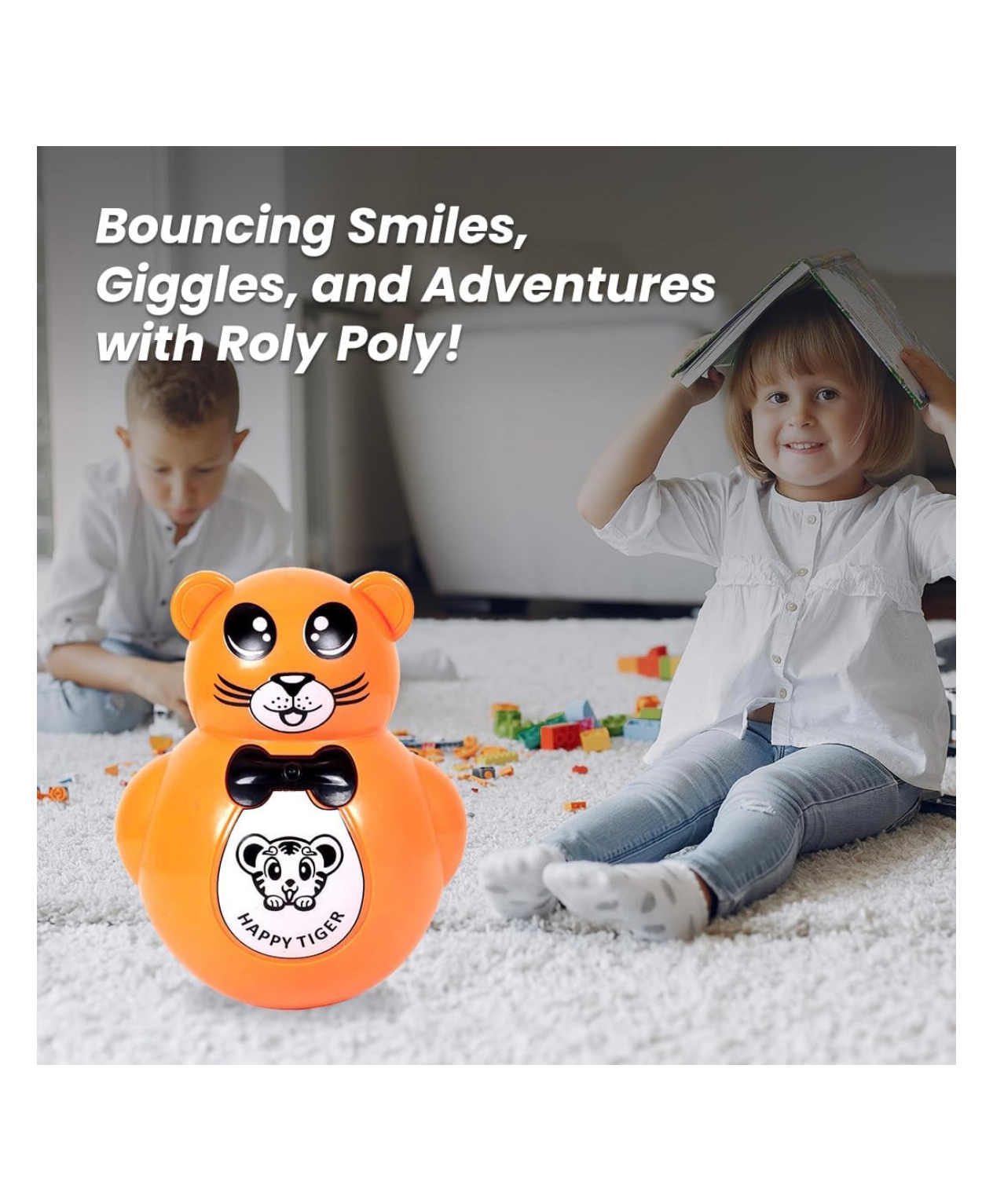 ARCADE TOYS Battery Operated Push N Shake Cartoon Roly Poly Toy with Music for Kids - Colour may vary-picture-9