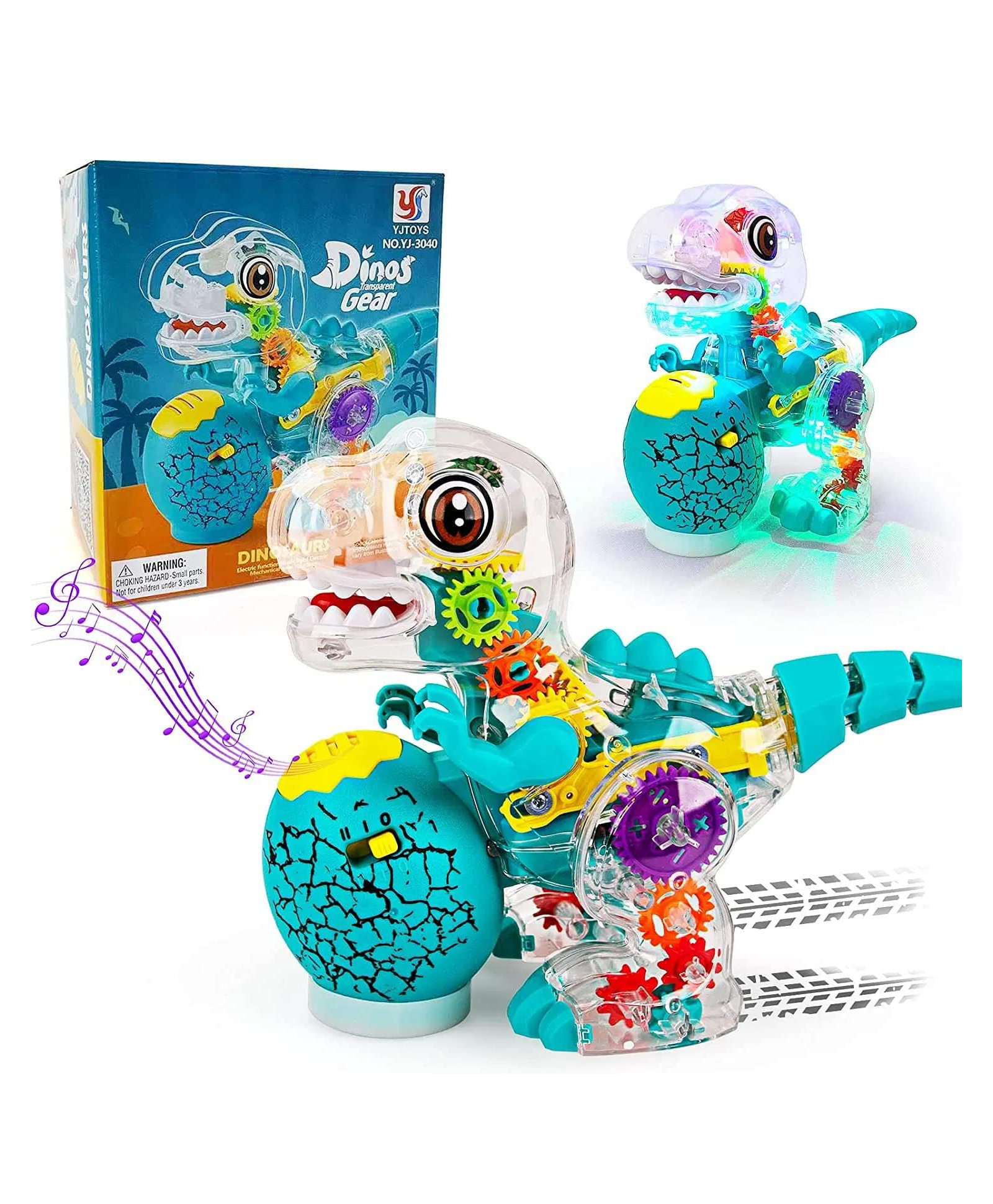 ARCADE TOYS 3D Transparent Gear Dinosaur with Flash Light & Music Toy for Kids - Colour may vary-picture-10