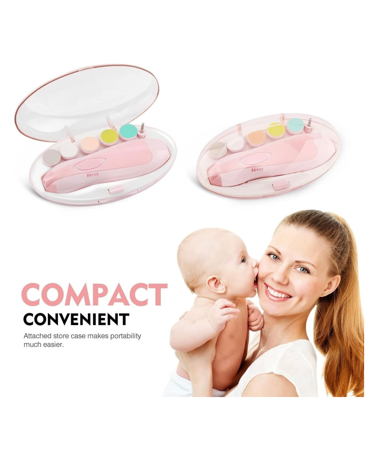 ARCADE TOYS Baby Electric Nail Trimmer with 6 Grinding Head  and LED Light - PINK-image-36