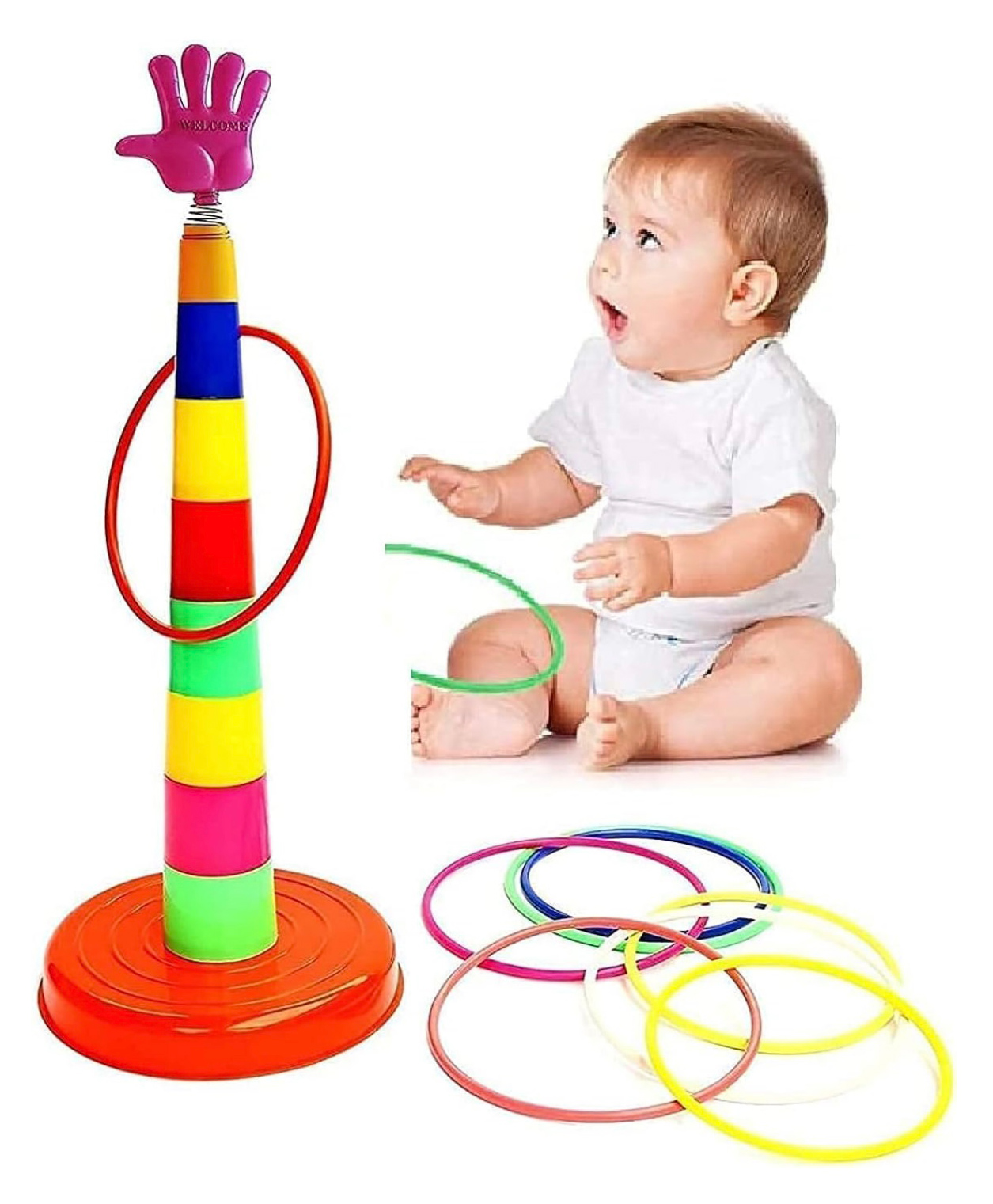 Arcade Toys Quoits Ring Toss Game for Kids - 17 Pieces (Colour May Vary)-image-48
