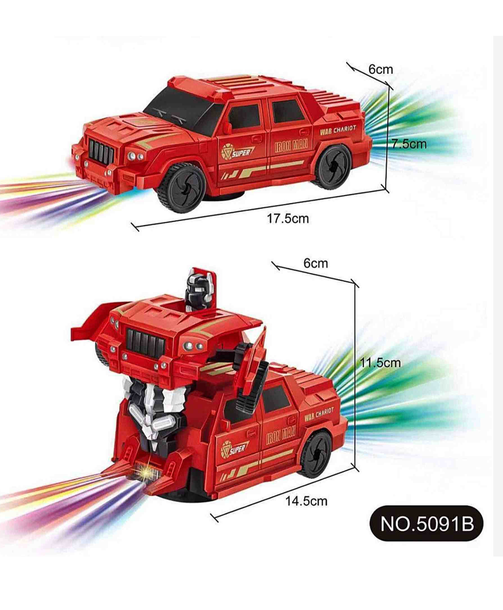 domenico Bump & Go Action 2 in 1 Robot Car Toy with 3D Light and Music Transformer (Color May Vary)-picture-20