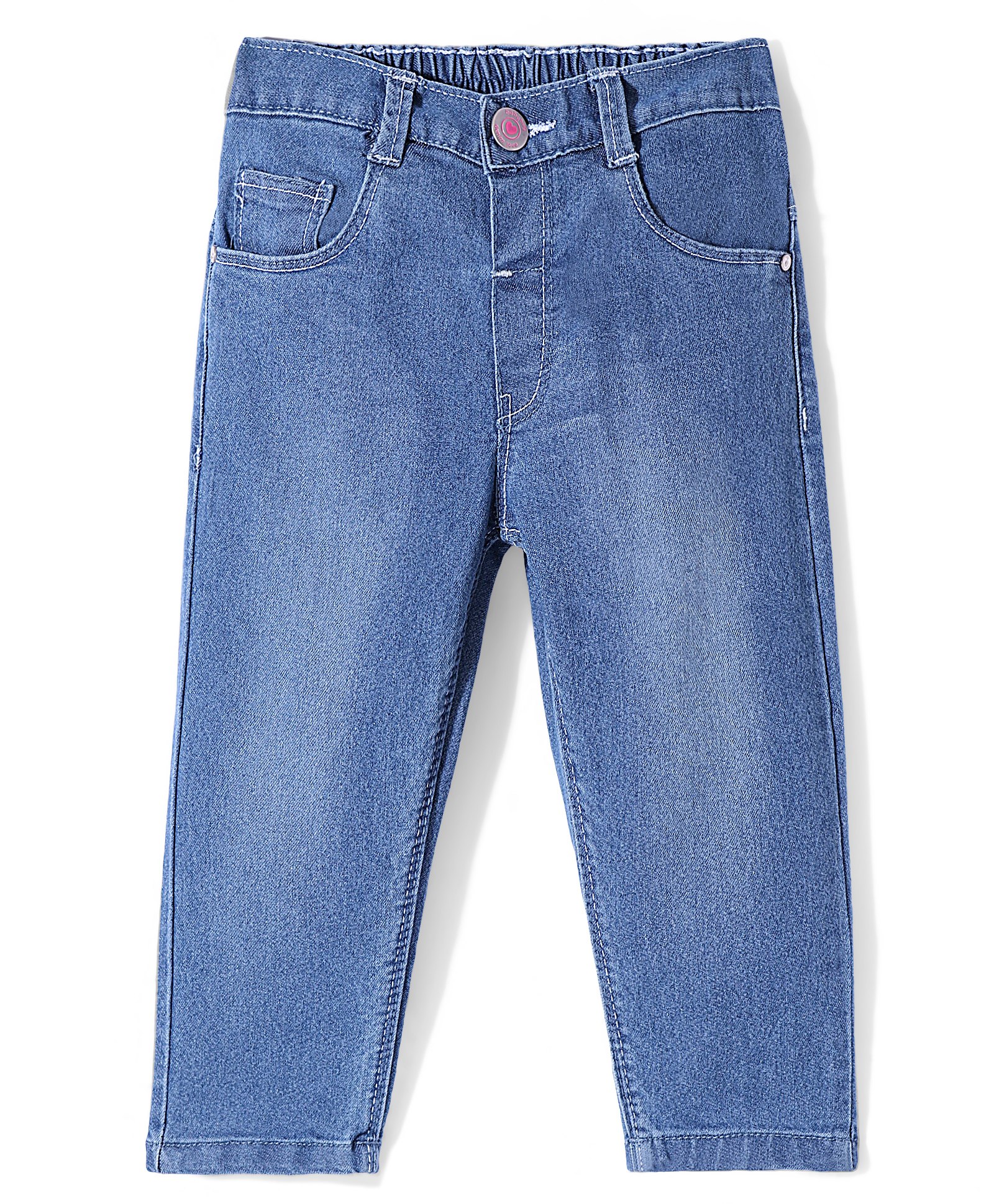 Babyhug Full Length Solid Color Denim Jeans With Stretch - Medium Blue-picture-38