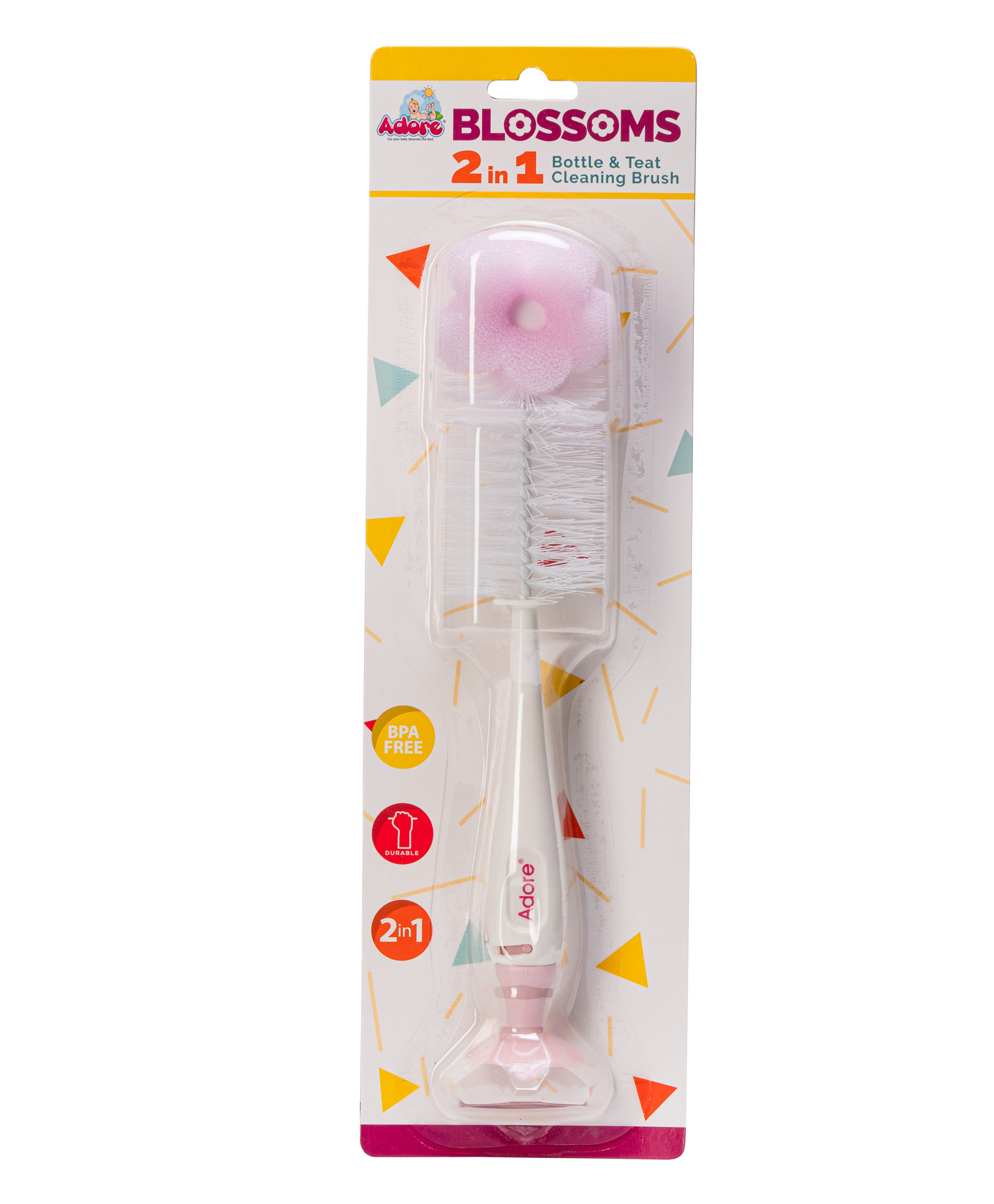 Adore Blossoms 2 in-1 Baby Bottle Cleaning Brush Kit with Silicone Suction Base- White-image-33