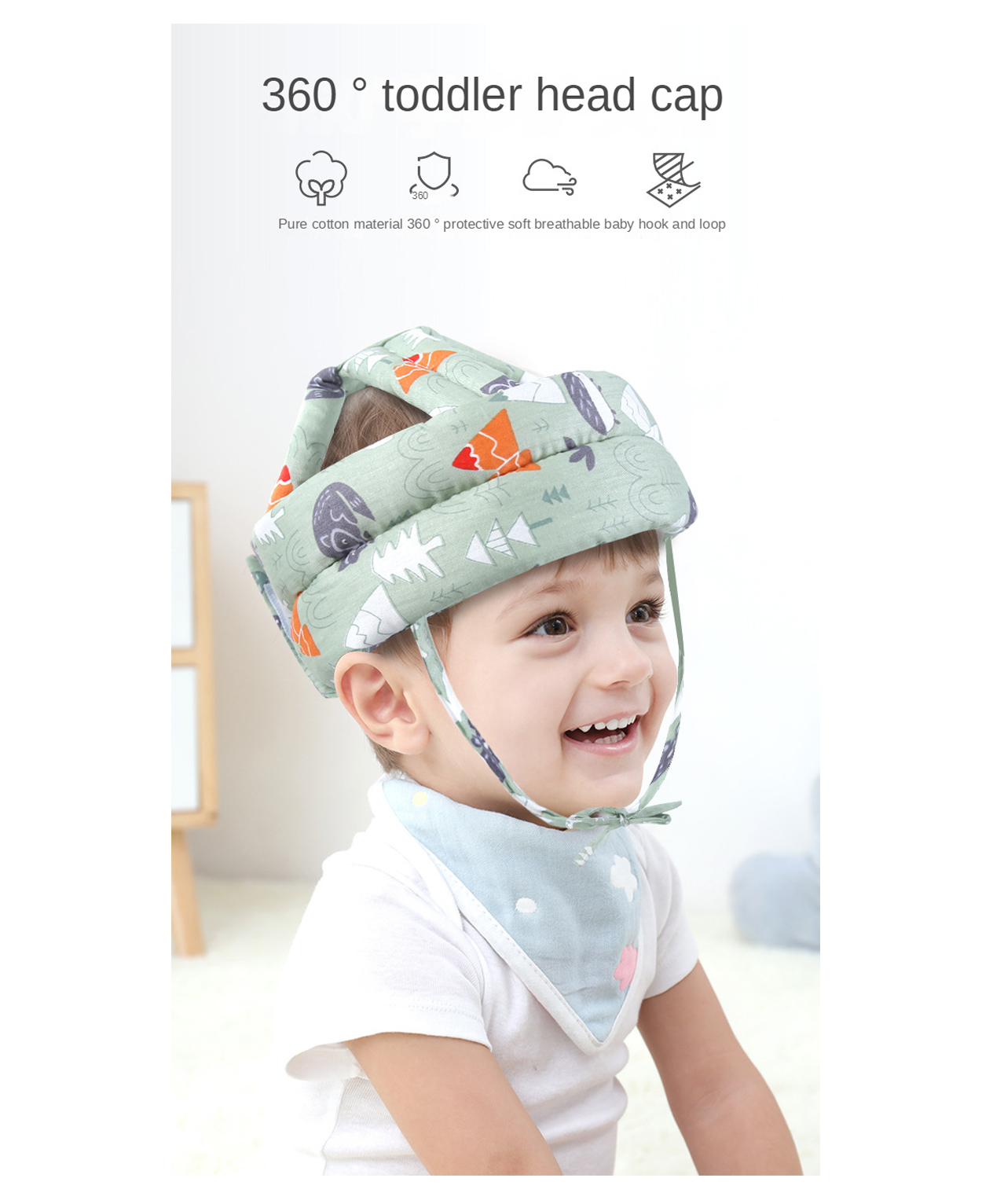 Adore Baby Safety Heavy Cushioned Head Gear/ Helmet with Adjustable Strap & Velcro-image-45