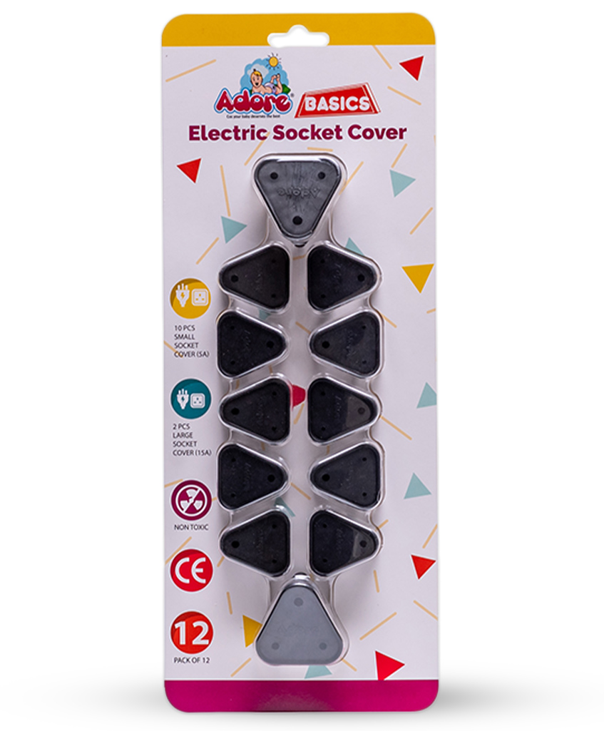 Adore Baby Safety Child Proofing Electrical Socket Cover Set- Pack of 12- Black-image-5