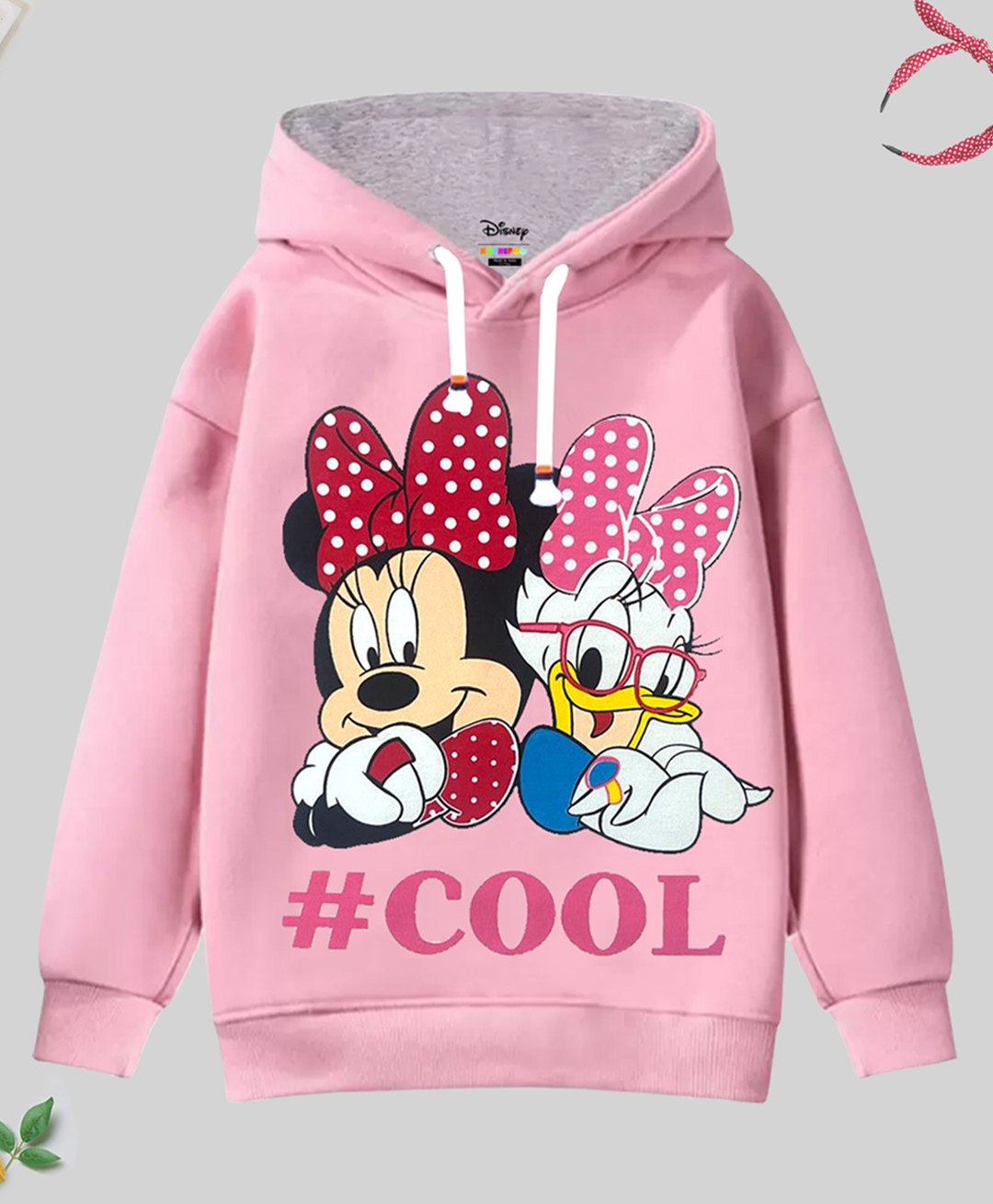 KUCHIPOO Disney Featuring Full Sleeves Minnie & Daisy Printed Cotton Fleece Winter Wear Hoodie - Pink-image-22