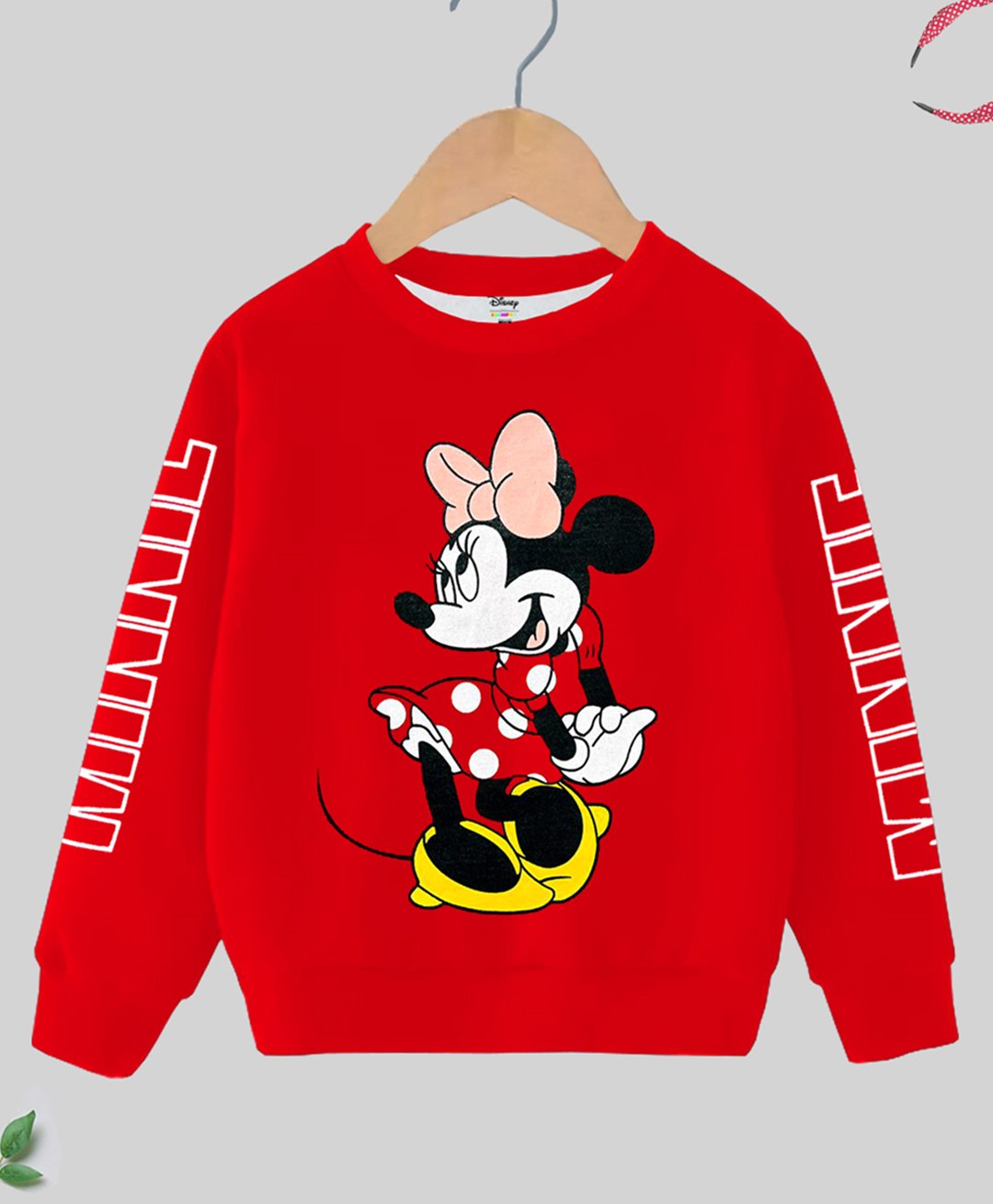 KUCHIPOO Disney Featuring Full Sleeves Minnie Printed Cotton Fleece Winter Wear Sweatshirt - Red-picture-16