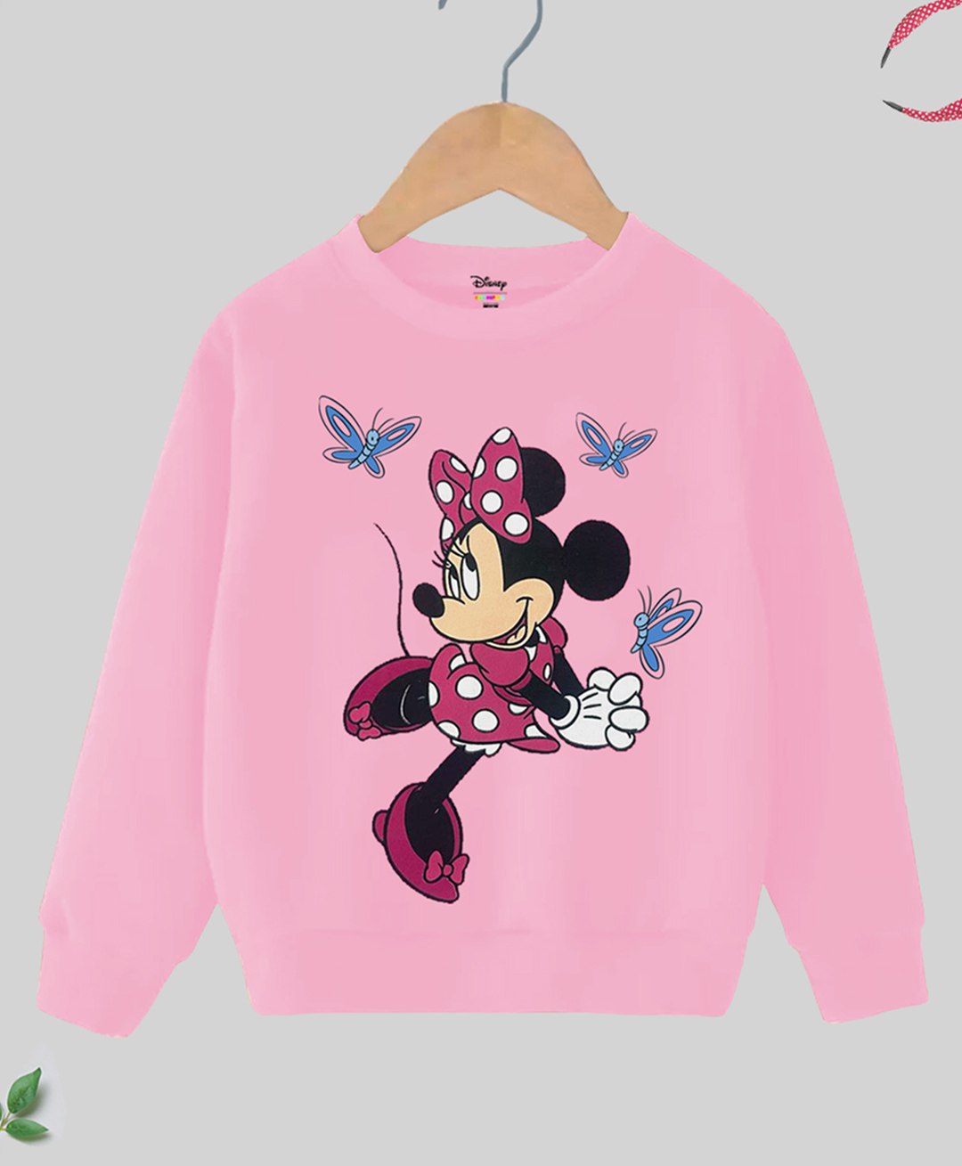 KUCHIPOO Mickey & Friends Featuring Full Sleeves Minnie Mouse Printed Cotton Fleece Sweatshirt - Pink-picture-27